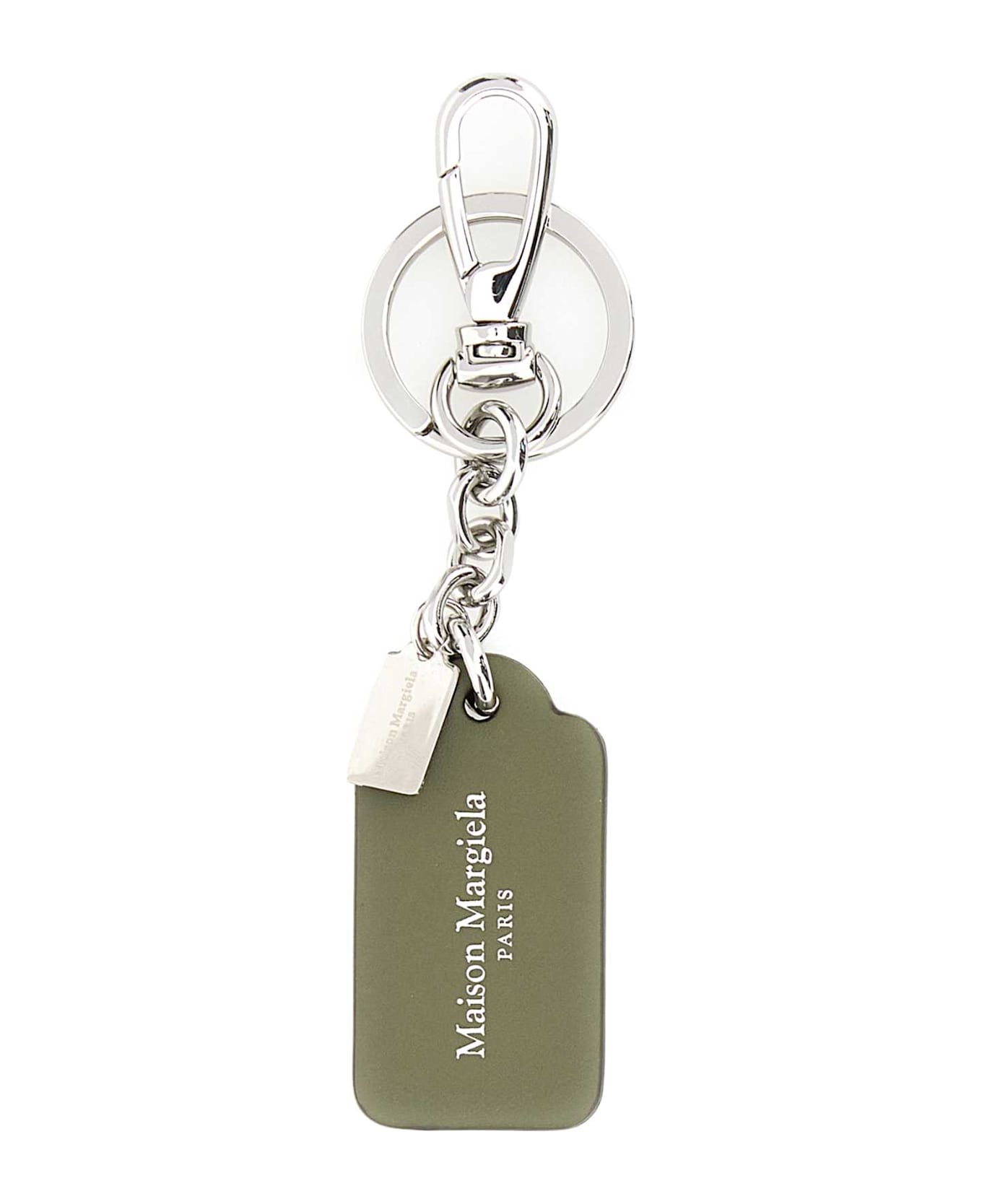 Maison Margiela Olive Green Leather Keyring - BROWN