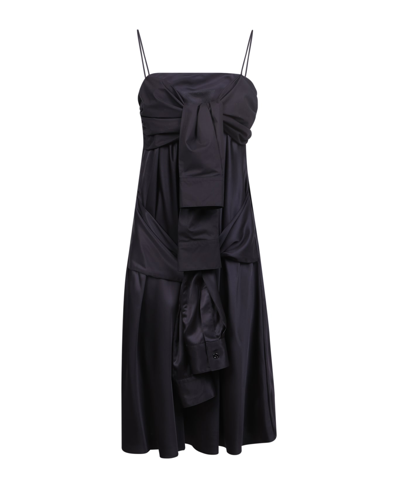 MM6 Maison Margiela Draped Satin Dress - Black