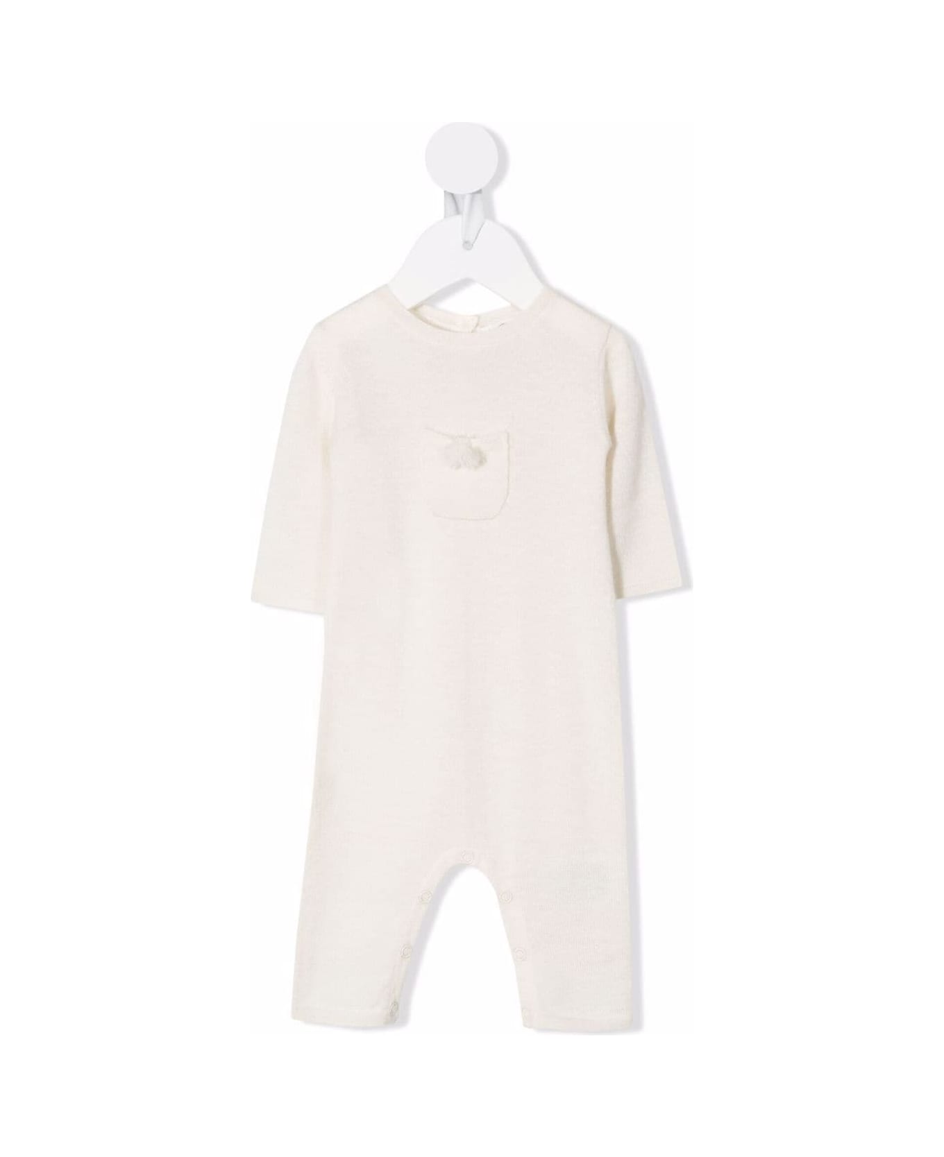 Bonpoint Milk White Cashmere Jumpsuit With Pocket - White