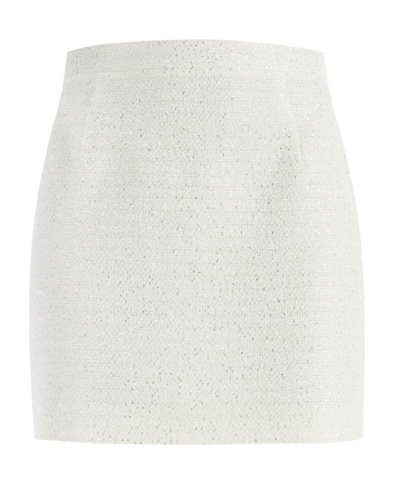 Alessandra Rich Tweed Mini Skirt With Sequins - WHITE (White)