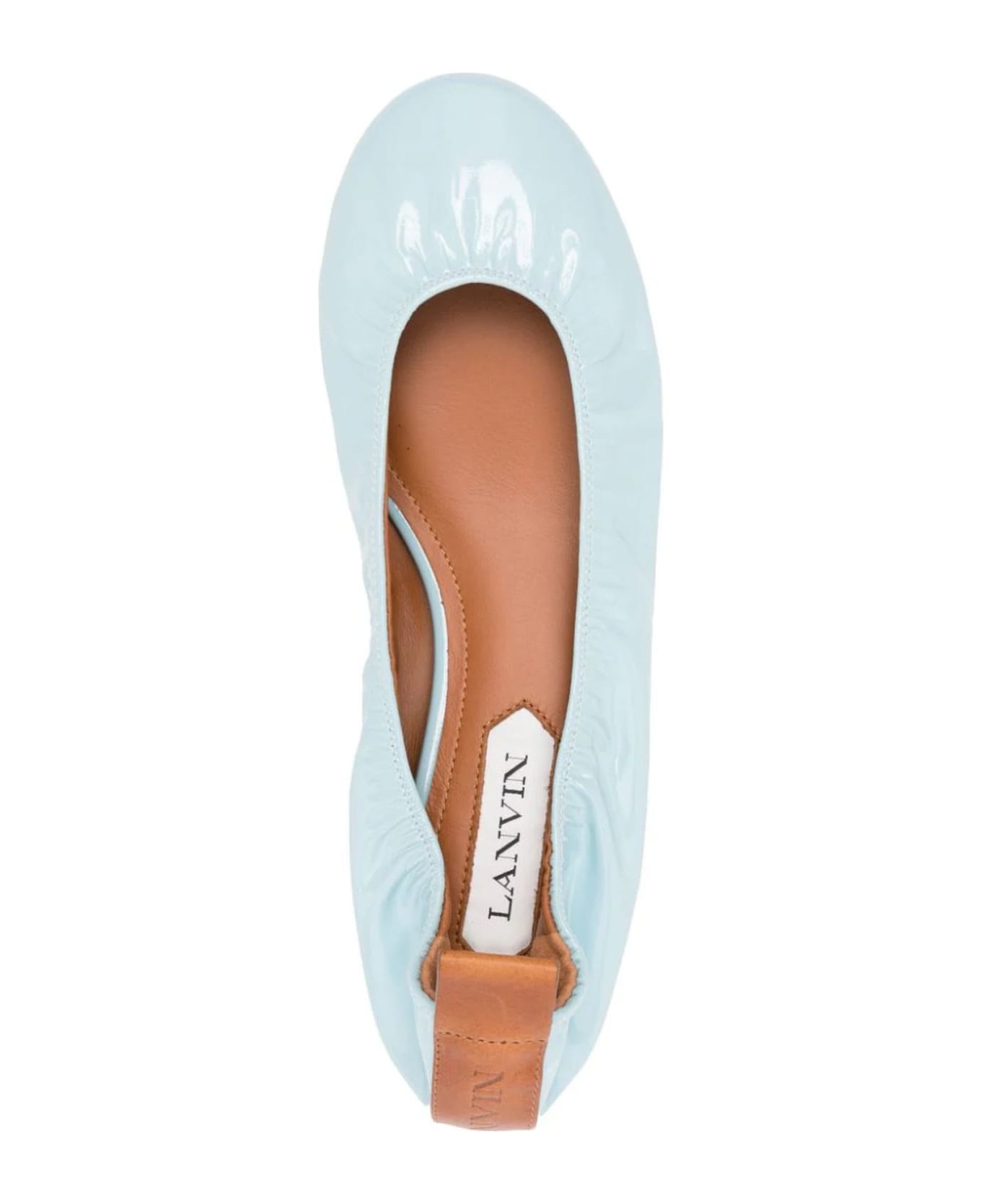 Lanvin Sky Blue Patent Leather Ballerina Shoes - Clear Blue フラットシューズ