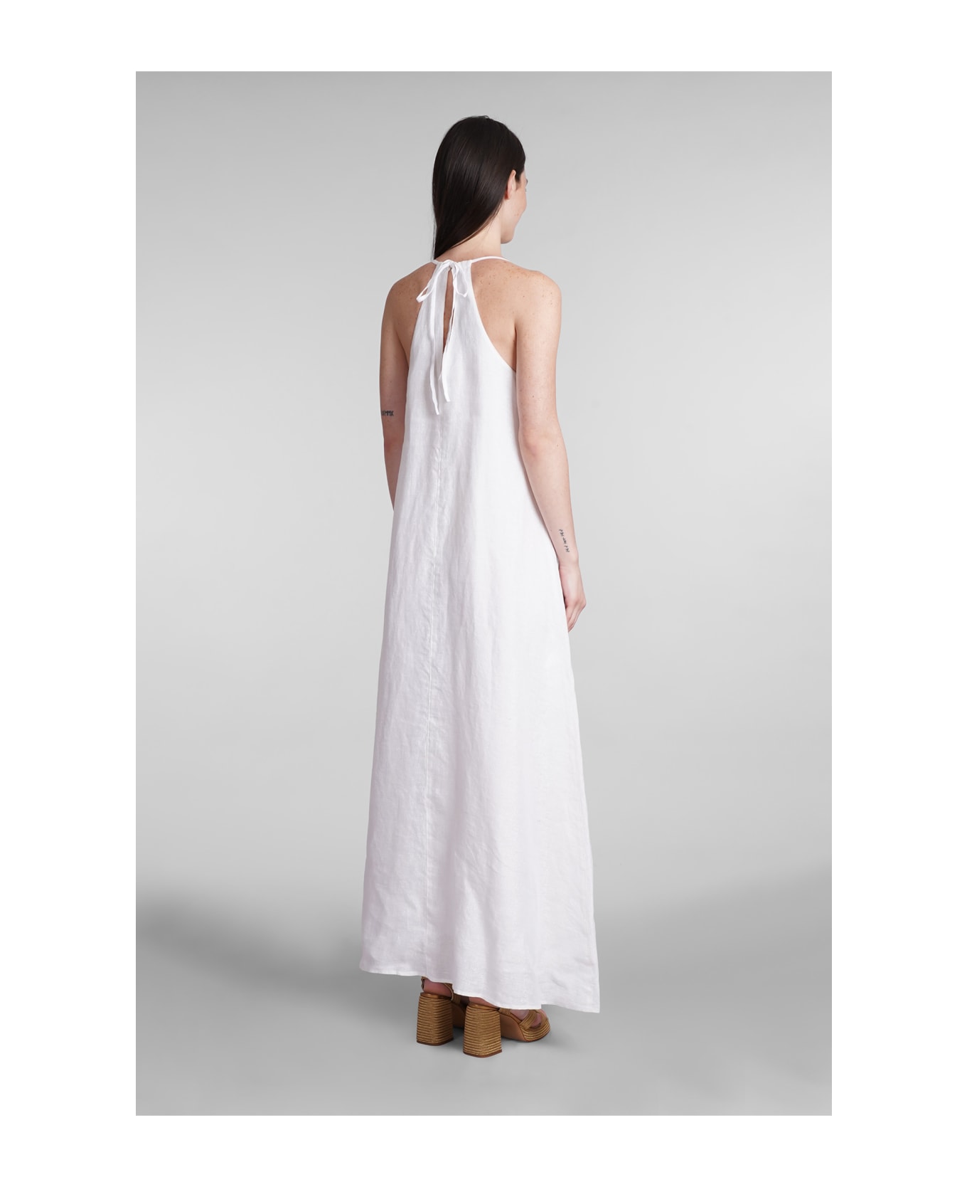 120% Lino Dress In White Cotton - white