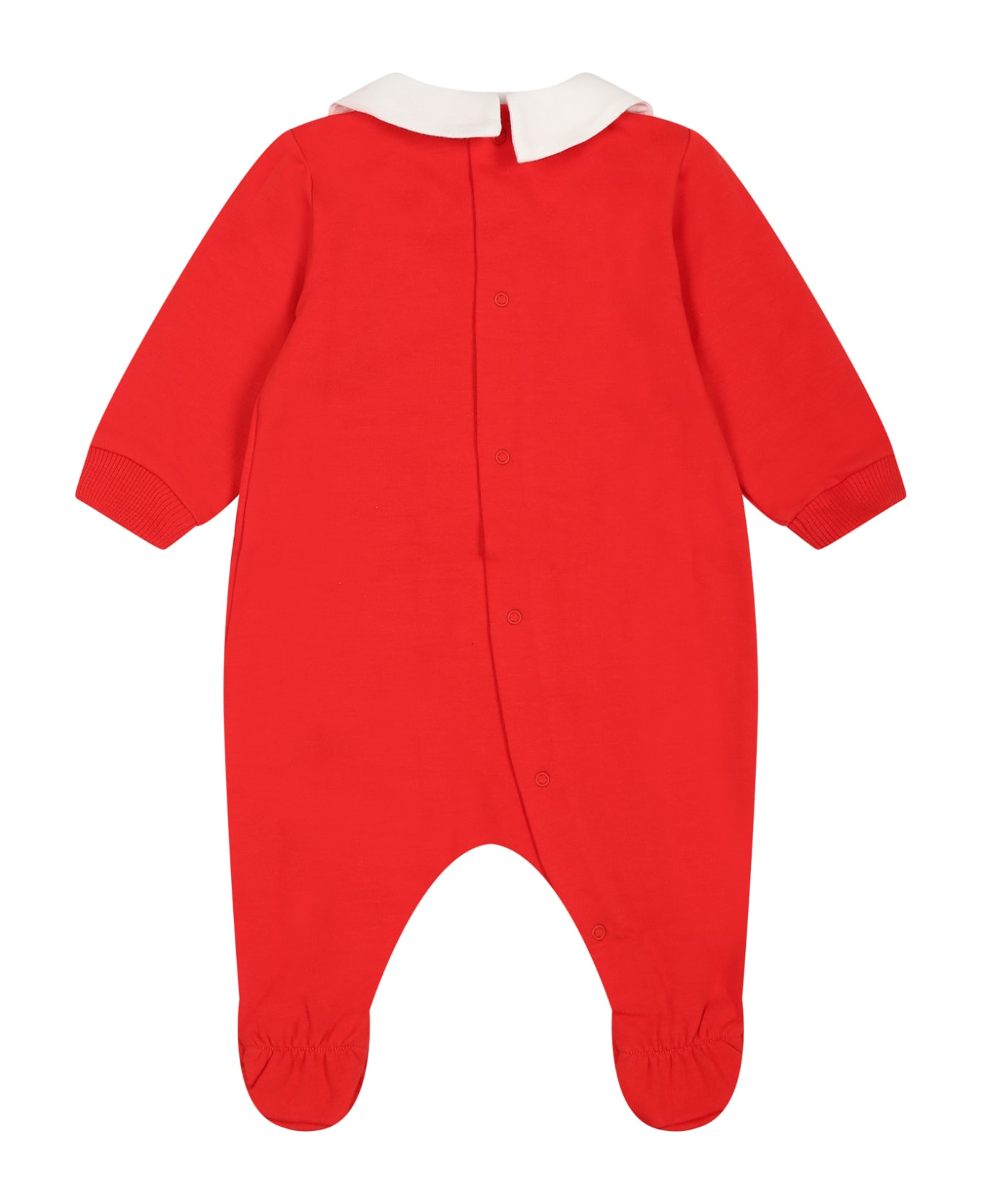 Moschino Red Babygrow For Baby Kids With Teddy Bear - Red