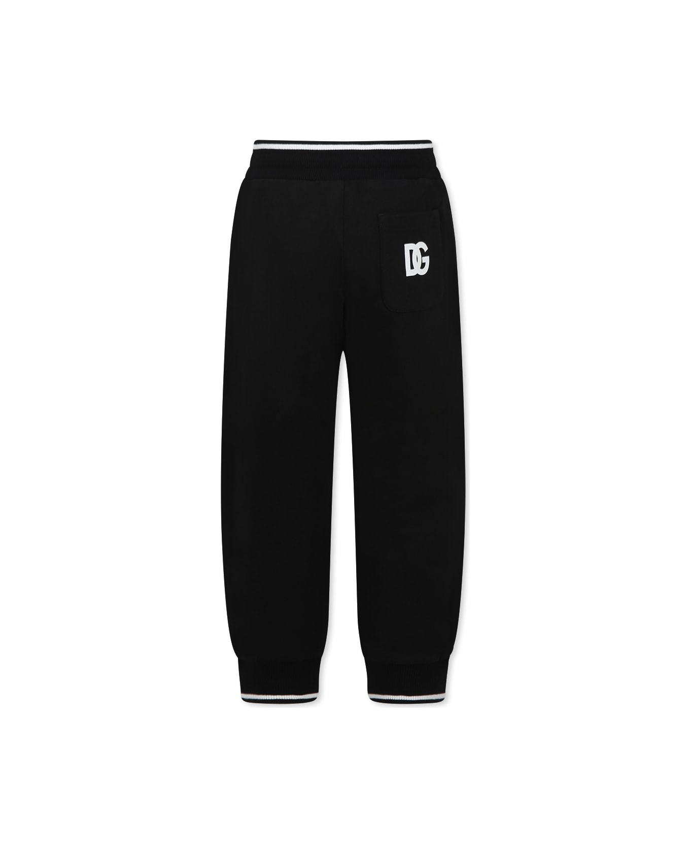 Dolce 
Gabbana Black Trousers For Kids With Logo - Black