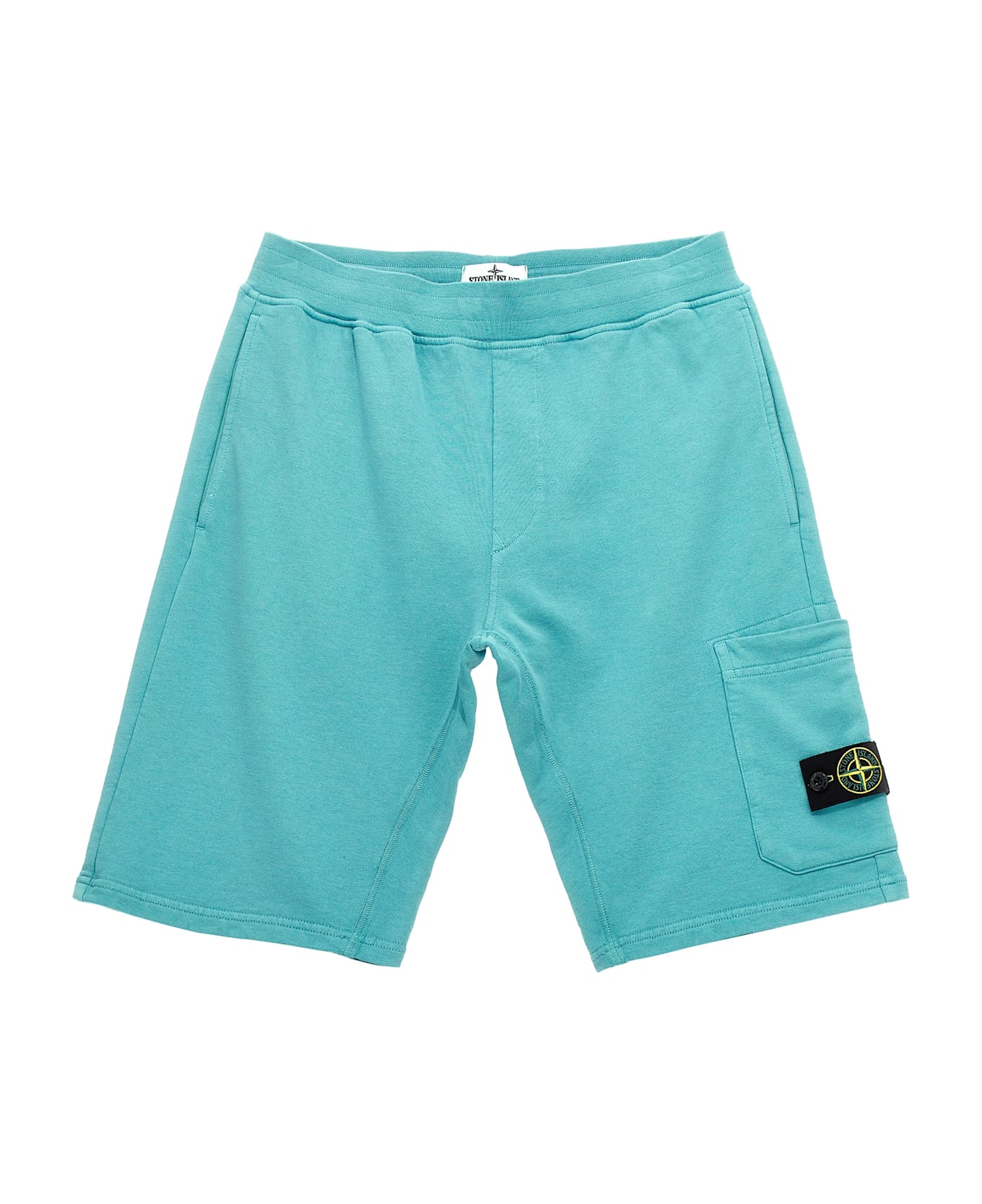Stone Island Junior Cargo Badge Logo Bermuda Shorts - Light Blue