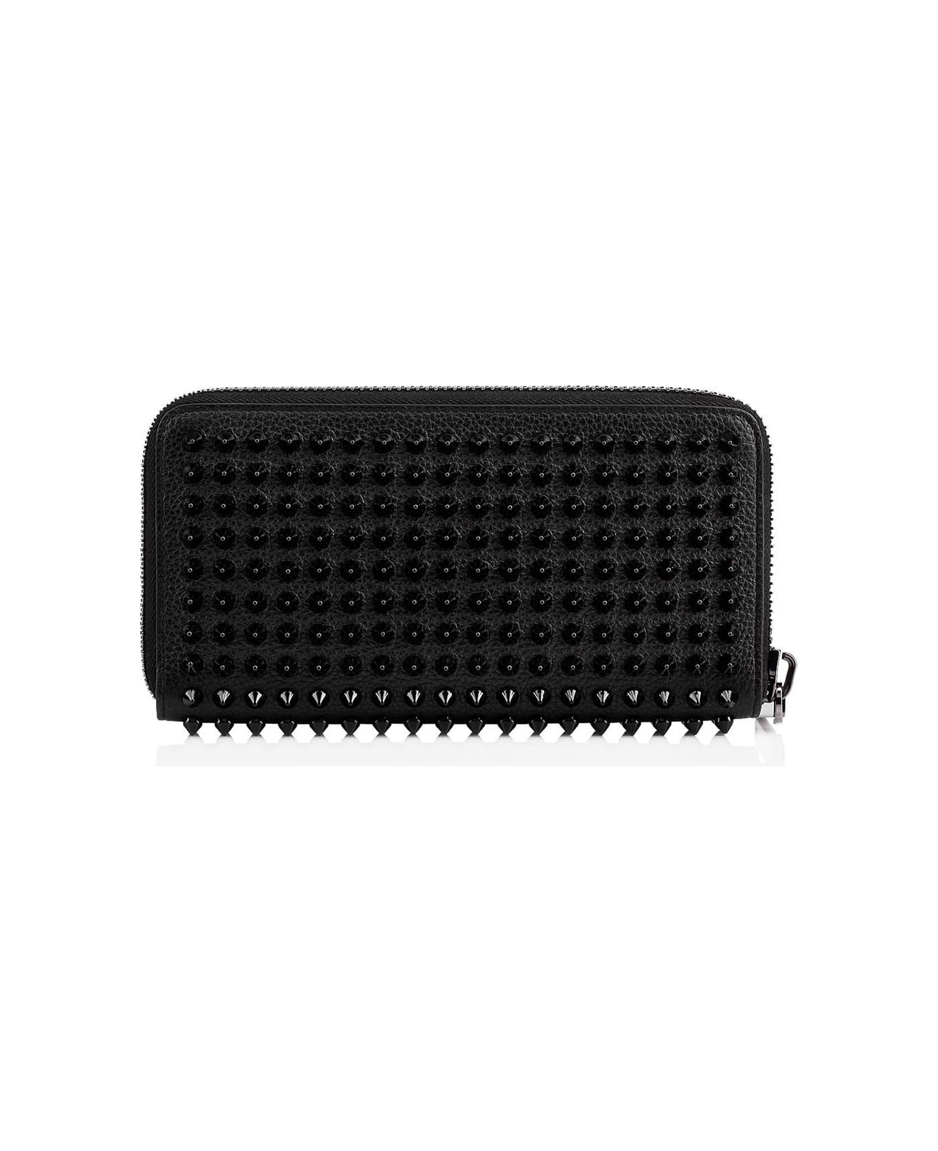 Christian Louboutin Leather Panettone Wallet With Spikes - Black