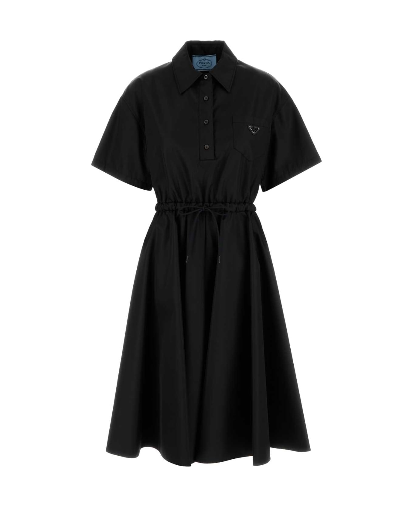 Prada Black Re-nylon Shirt Dress - NERO