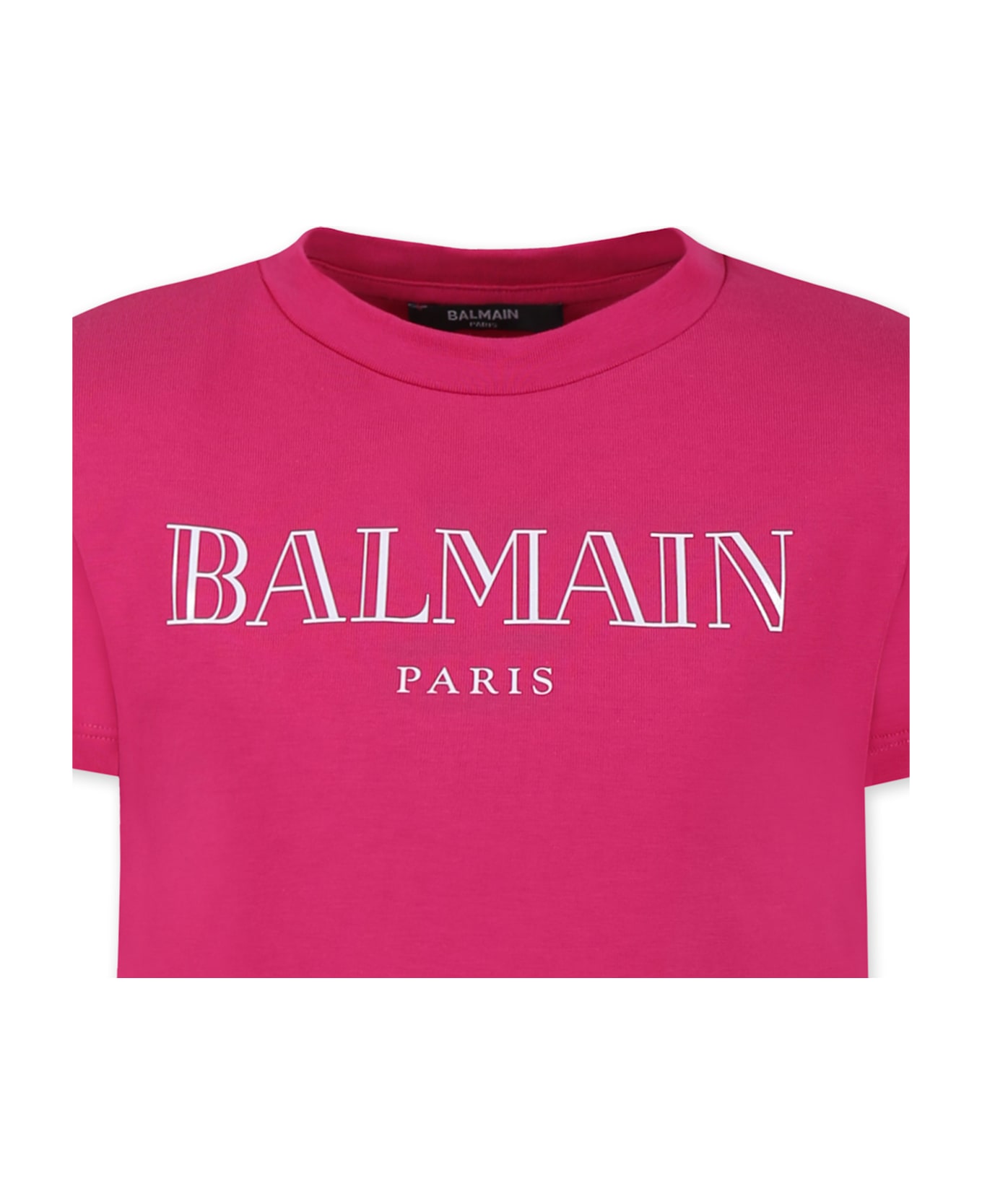 Balmain Fuchsia Dress For Girl With Logo - Fuchsia