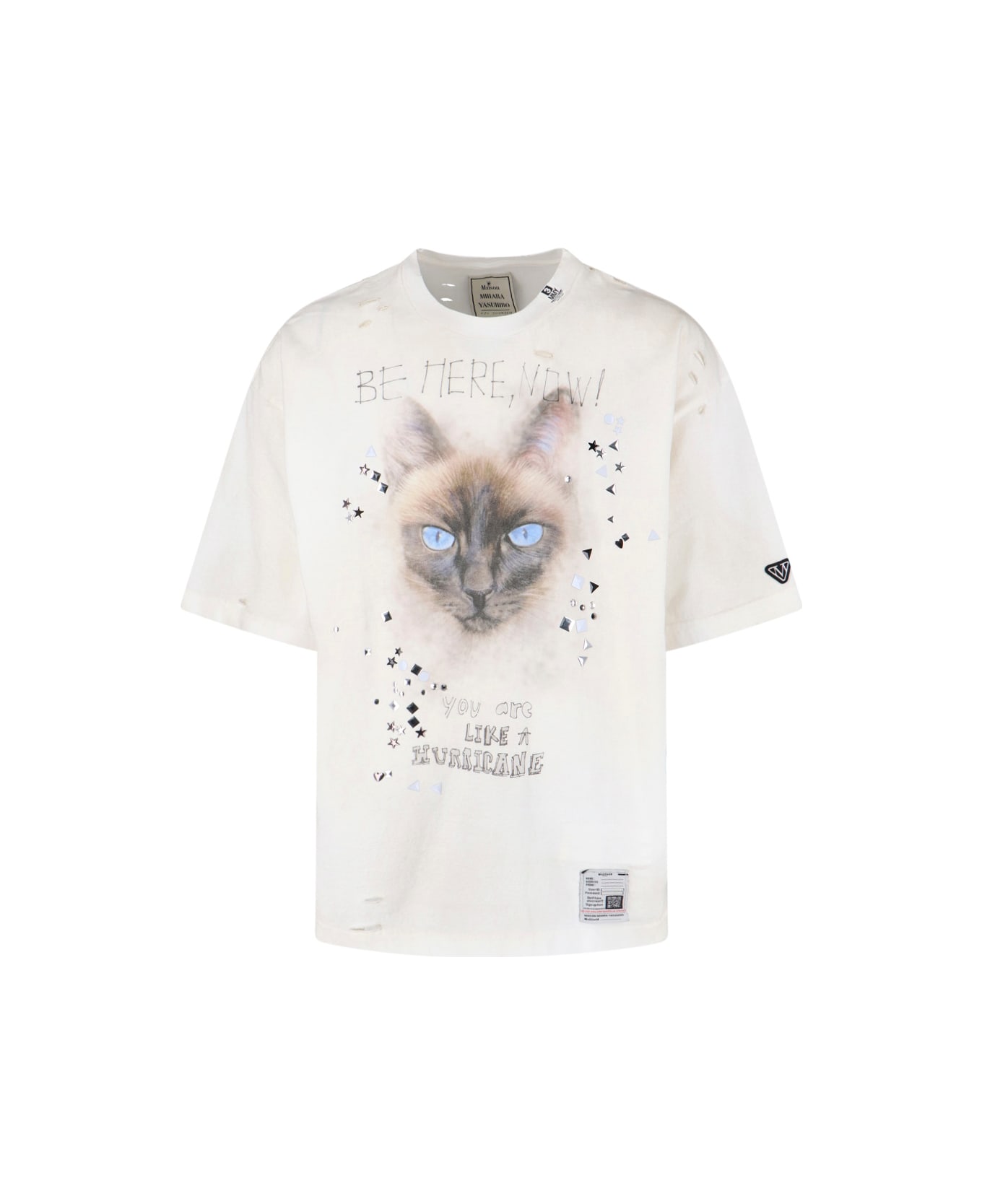 Mihara Yasuhiro 
cat
 Studs T-shirt - White