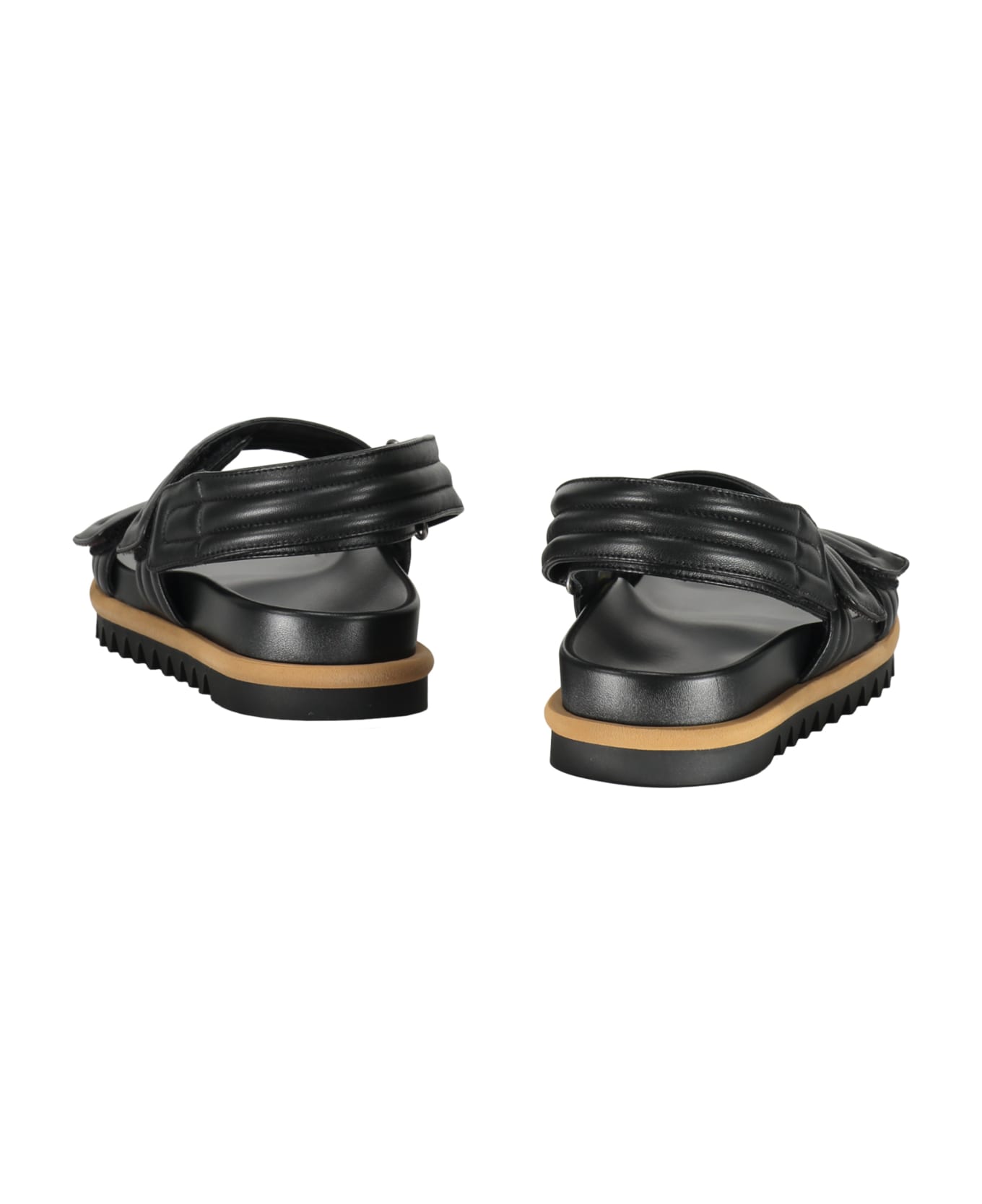 Dries Van Noten Leather And Rubber Slides - black