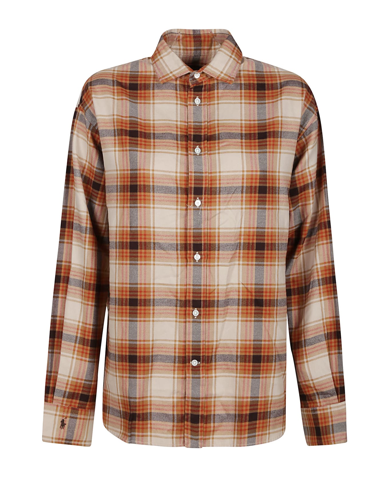 Ralph Lauren Long Sleeve Button Front Shirt - Tan Multi Plaid