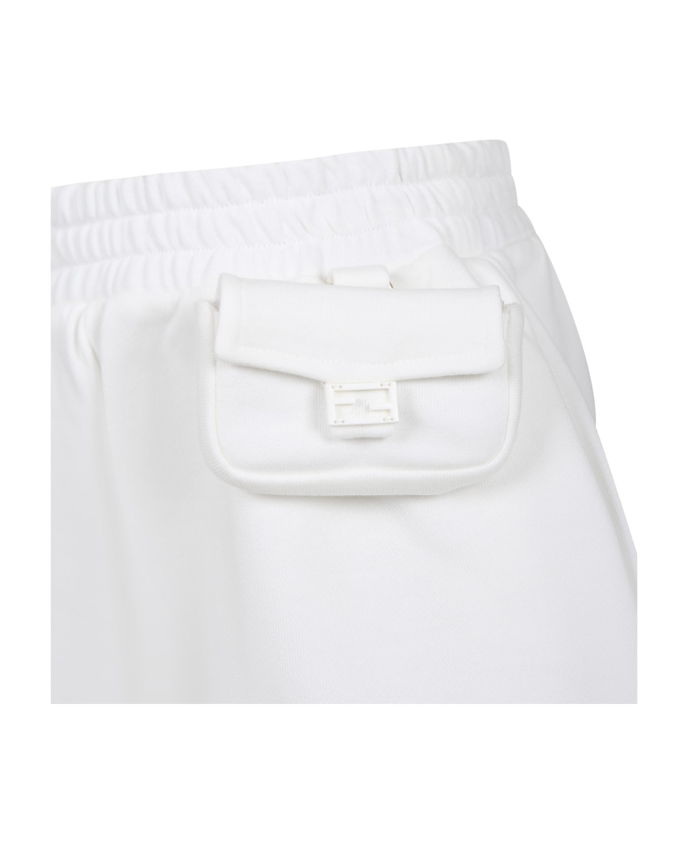 Fendi White Shorts For Girl With Micro Baguette - White ボトムス