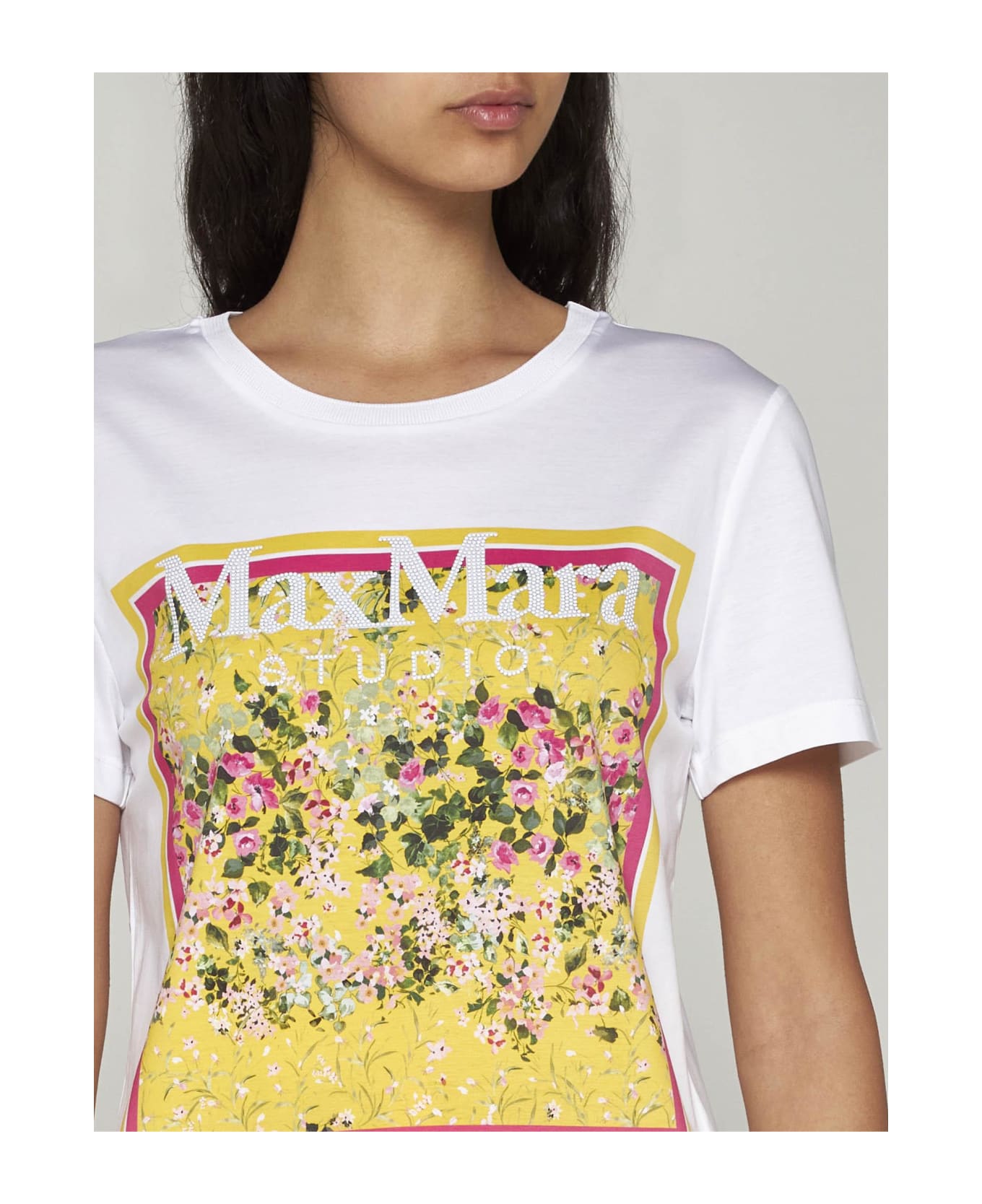 Max Mara Studio Rita Print Cotton T-shirt - White