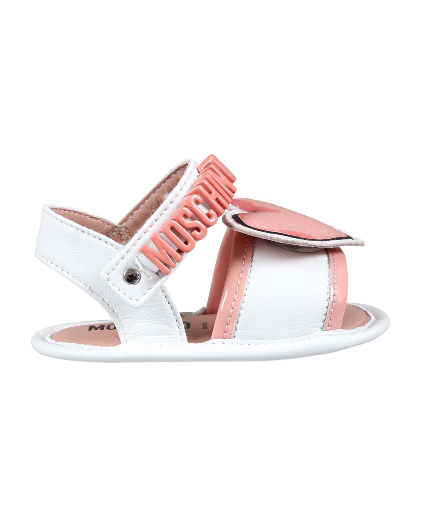 Moschino White Sandals For Baby Girl With Heart - White