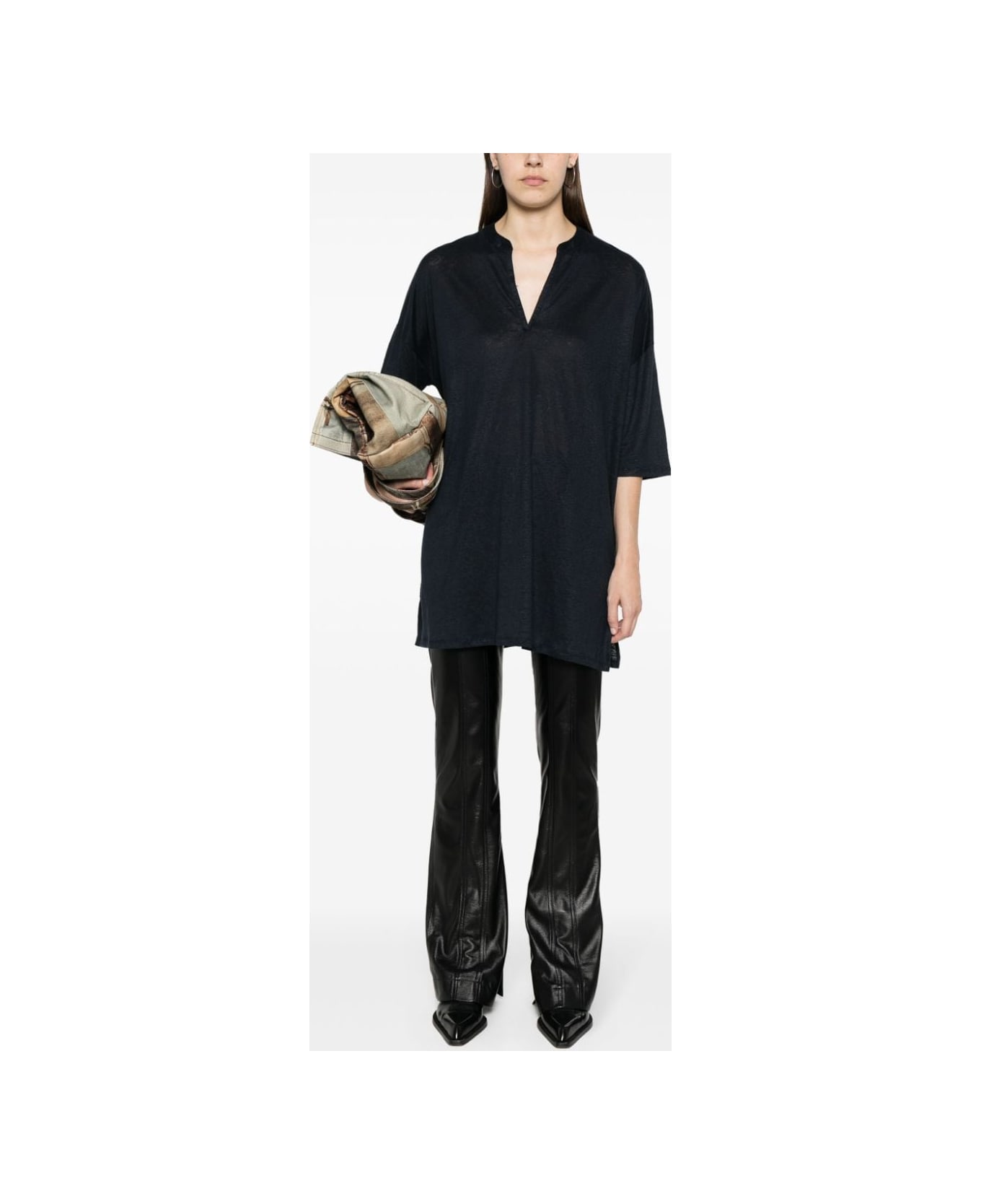 Majestic Filatures Linen Blend Tunic Dress - Blue