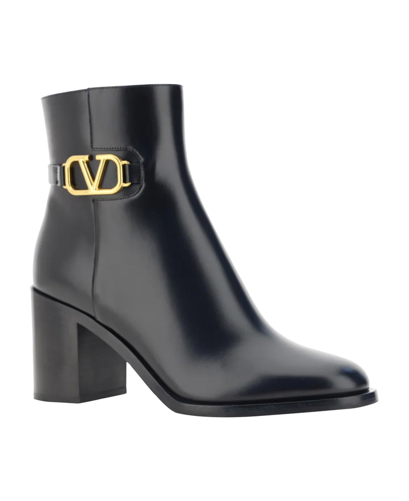 Valentino Garavani Garavani Vlogo Leather Ankle Boots - Black