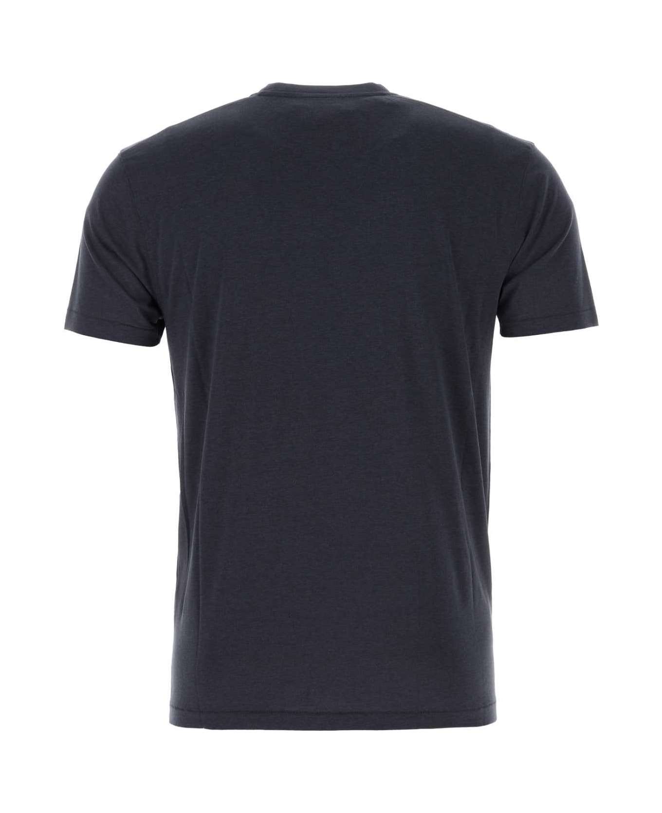 Tom Ford Navy Blue Lyocell Blend T-shirt - DARKBLUE