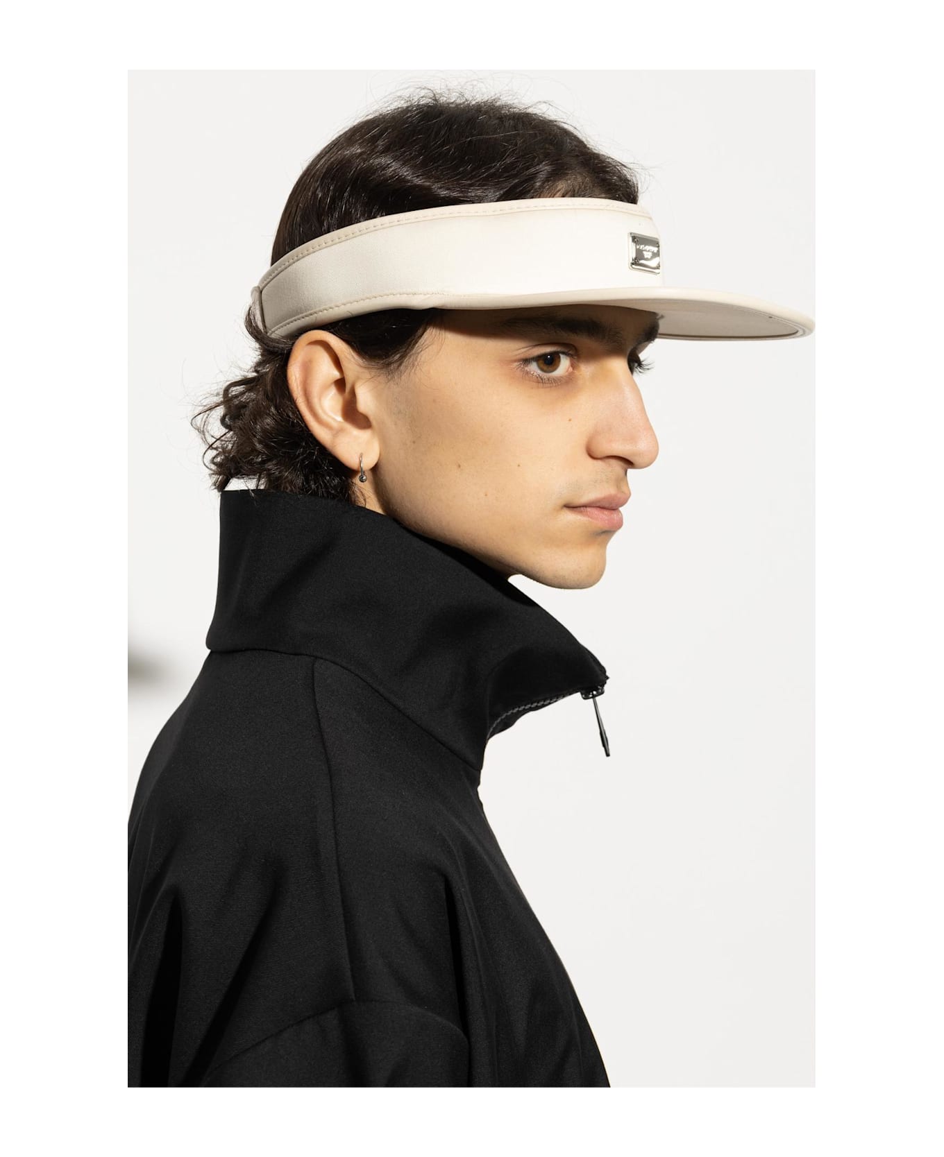 Dolce 
Gabbana Visor With Appliquã© With Engraved Logo - Beige