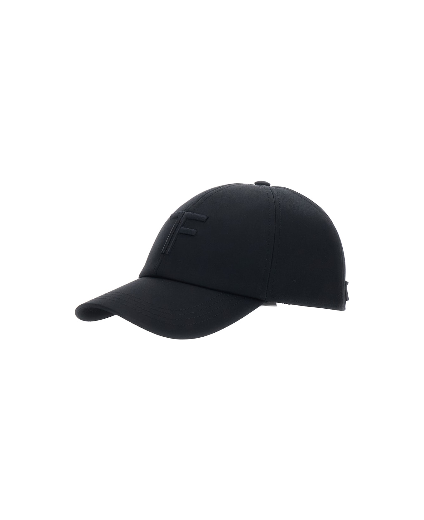 Tom Ford Black Baseball Cap With Tf Logo Embroidery In Cotton Man - Black