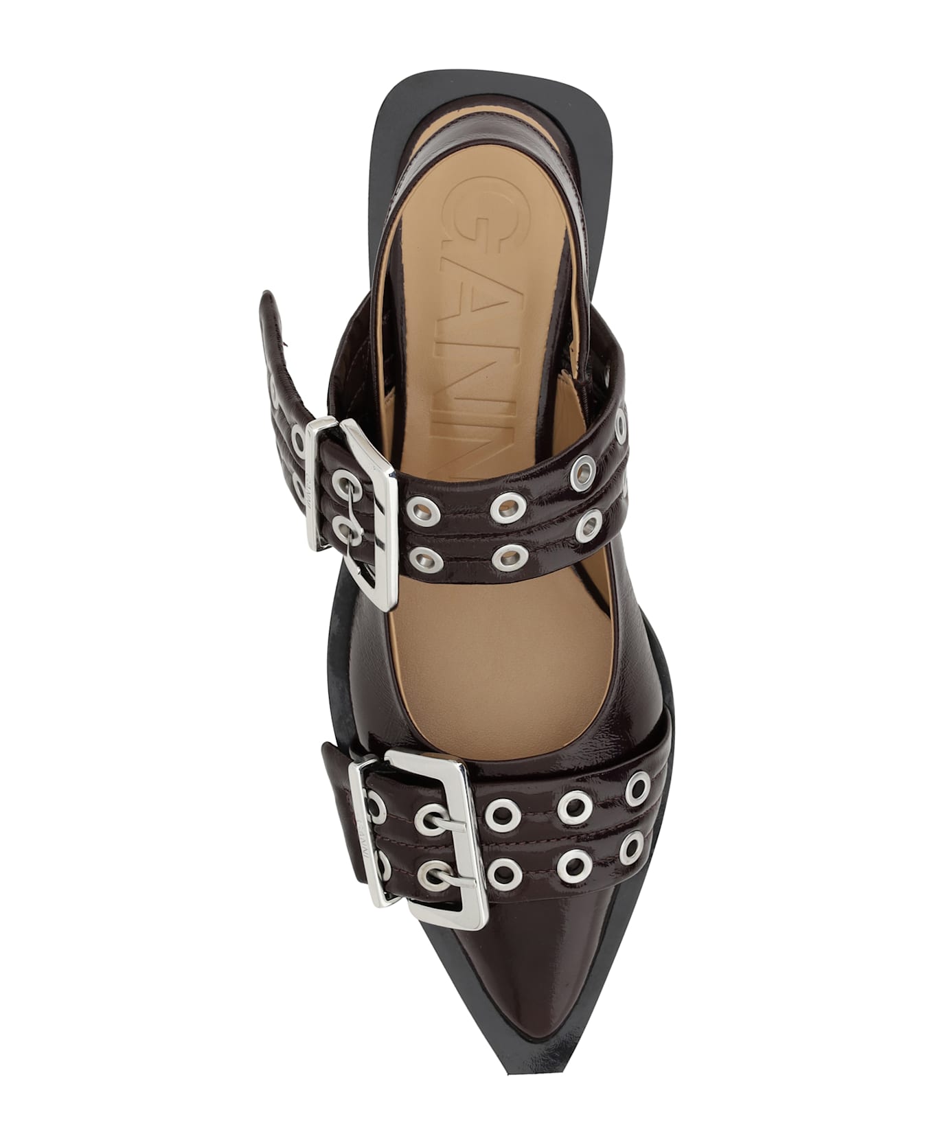 Ganni Buckle Ballerinas - Rosso フラットシューズ