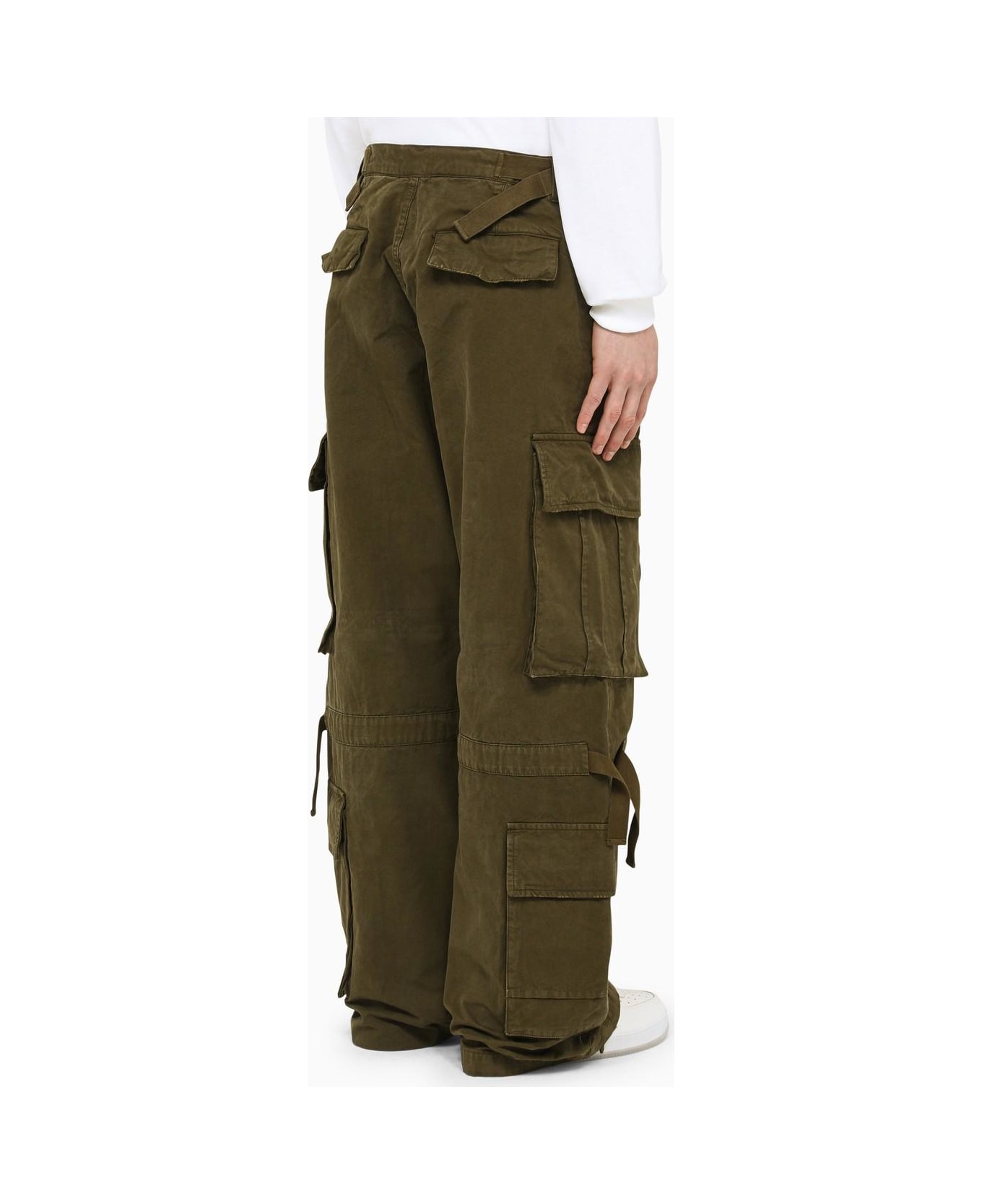 DARKPARK Military Green Cotton Baggy Cargo Trousers - Green