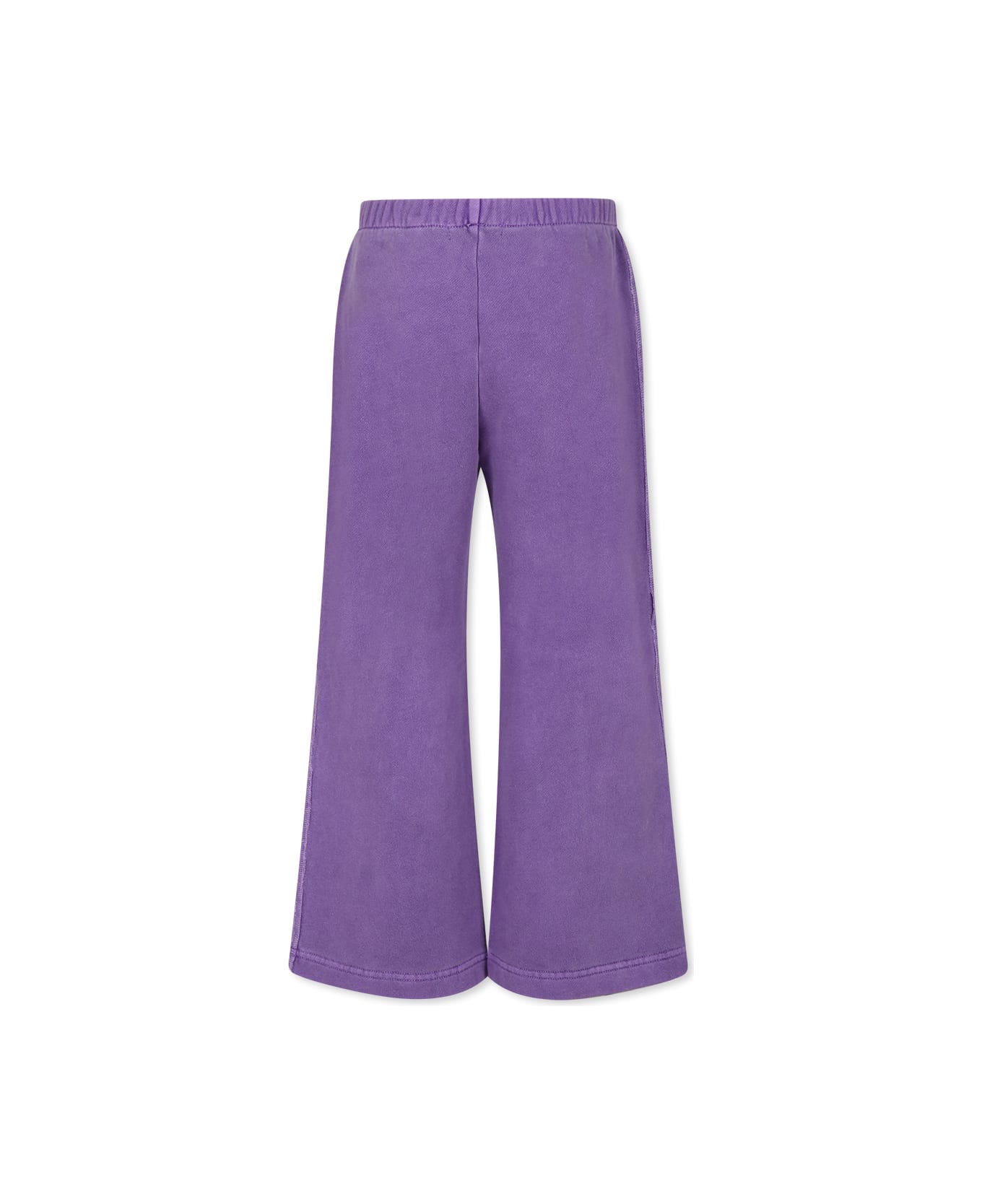 Palm Angels Purple Trousers For Girl With Logo - Violet