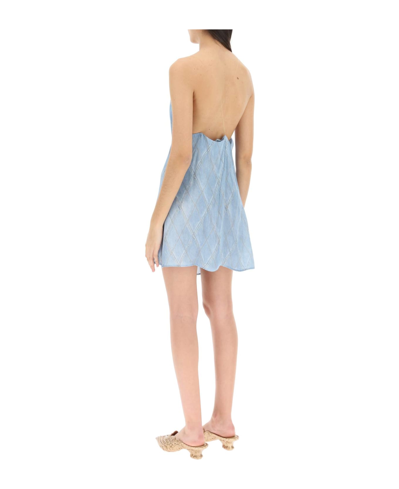 Y/Project Satin Slip Dress - LIGHT BLUE CHECK (Light blue) ワンピース＆ドレス