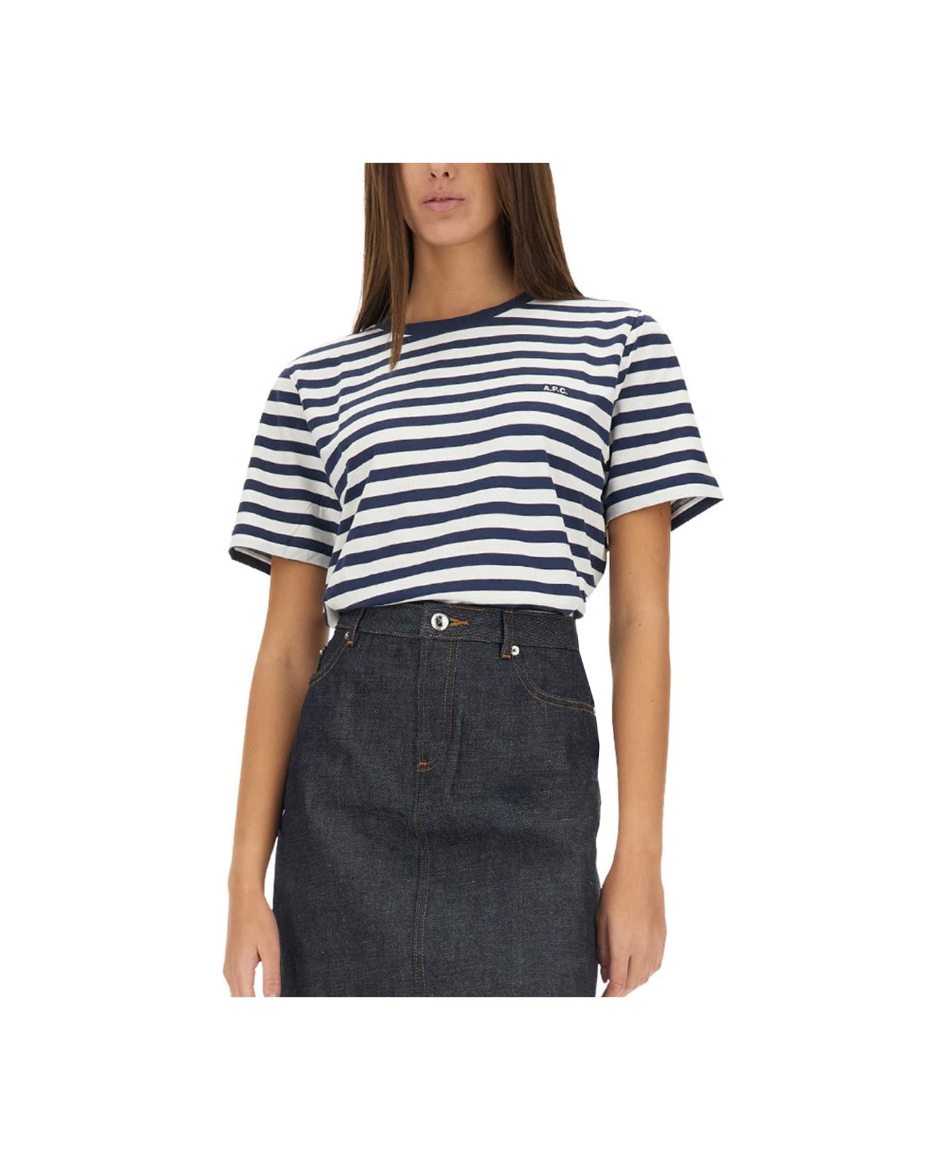 A.P.C. Striped T-shirt - BLUE