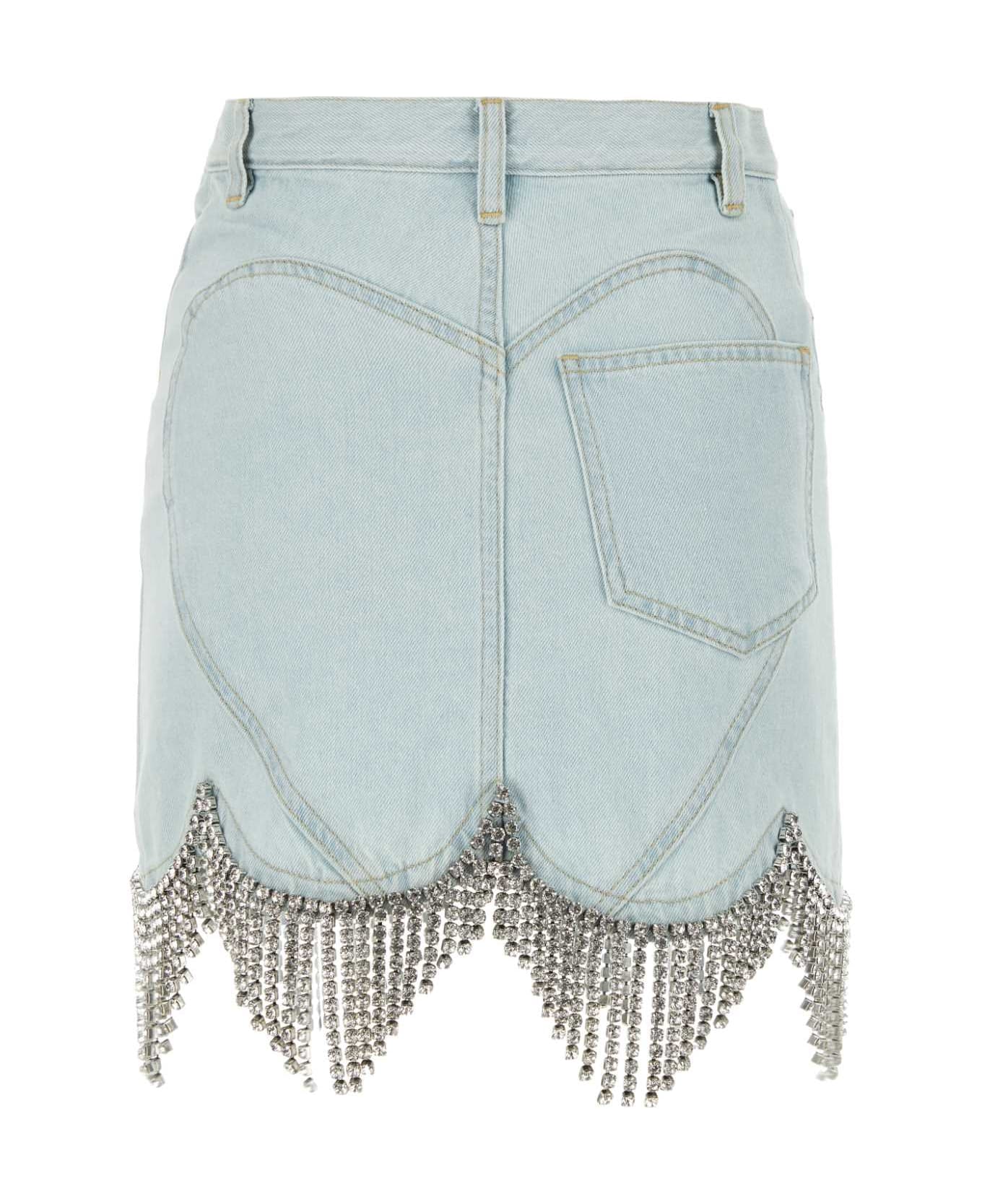 AREA Light-blue Denim Mini Skirt - PALEBLUE ショートパンツ
