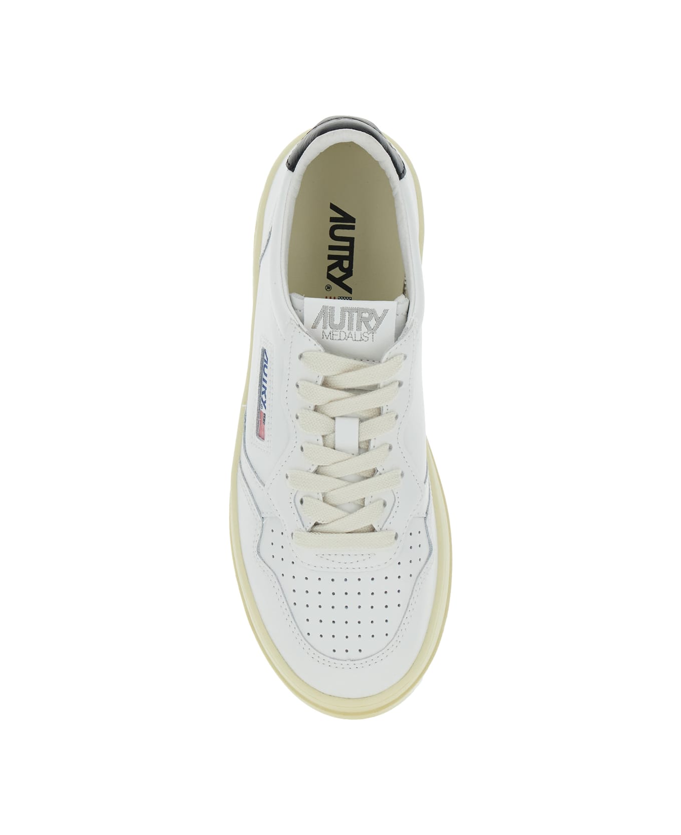 Autry White Low Top Sneakers With Oversized Platform In Leather Woman - White/black