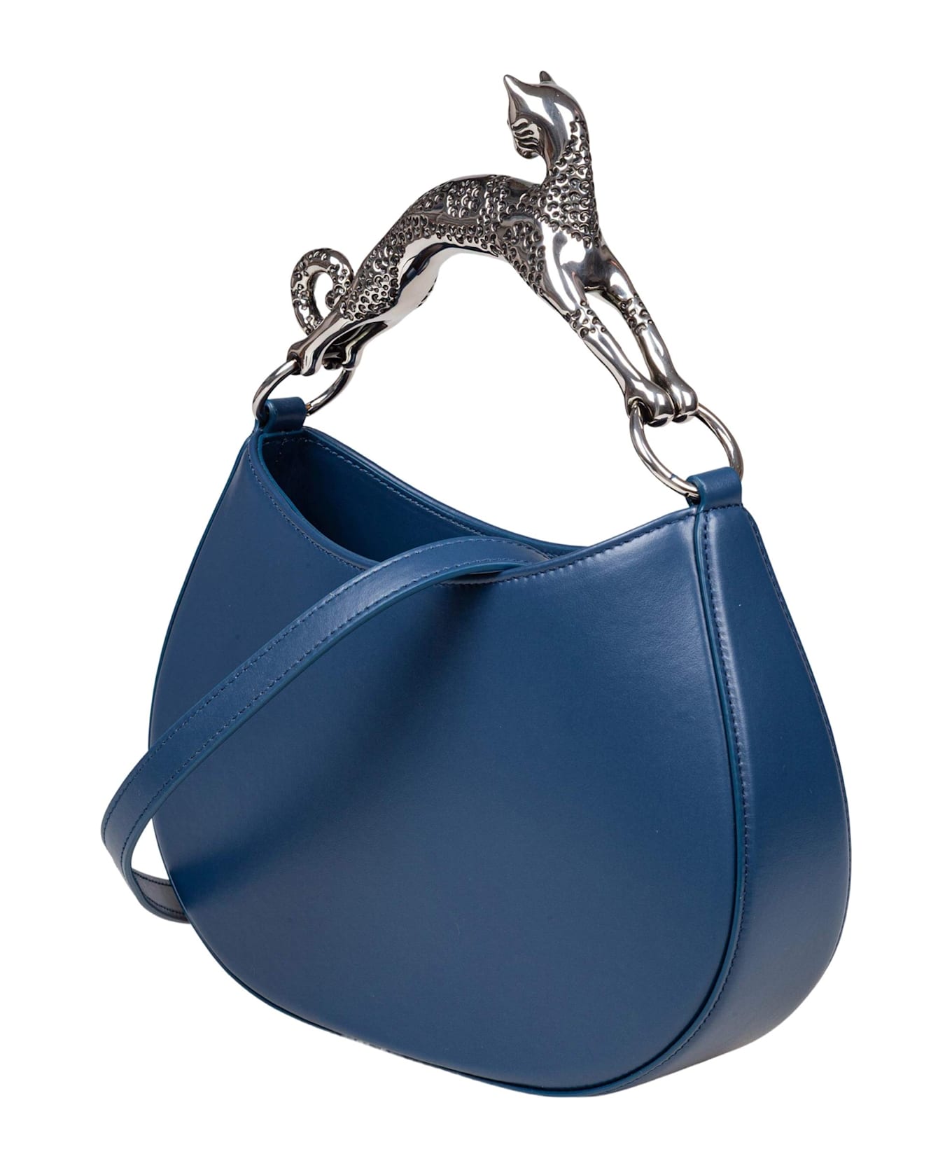 Lanvin Leather Cat Hobo Bag, Petrol Blue - Blu Petrolio