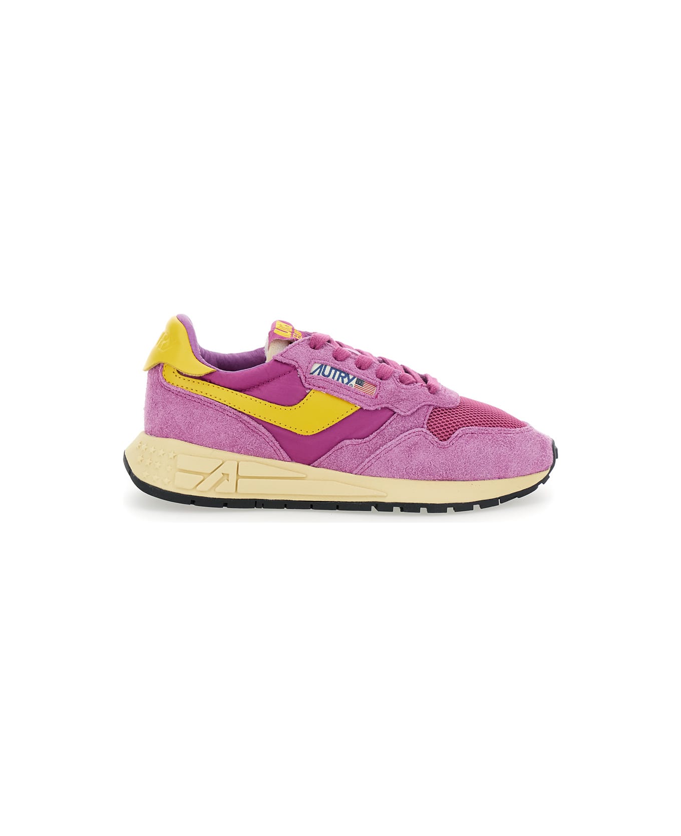 Autry 'reelwind' Violet Low Top Sneakers With Logo Patch On Tongue And Side In Leather Blend Woman - Violet