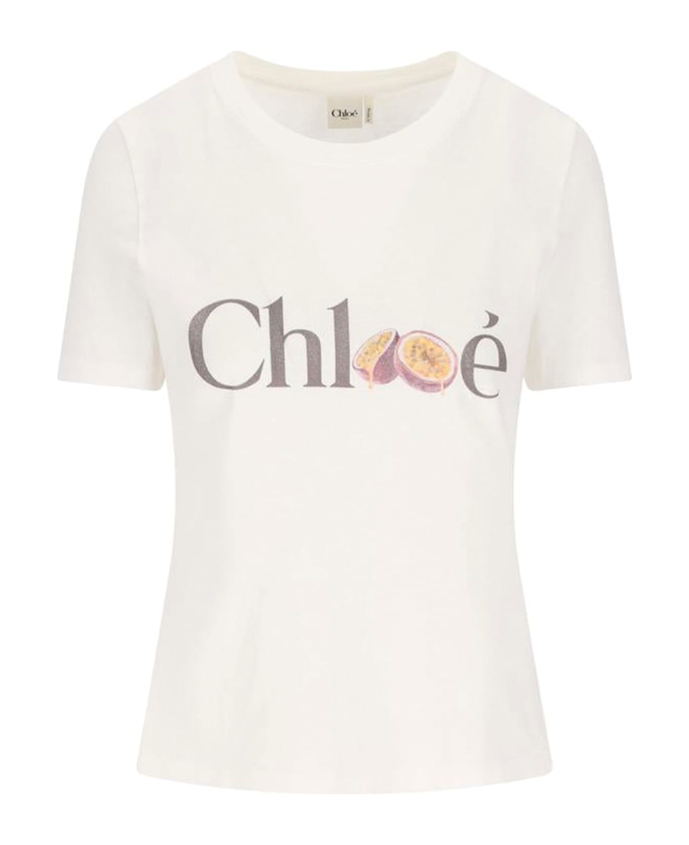 Chloé Cotton T-shirt With Logo Print - White