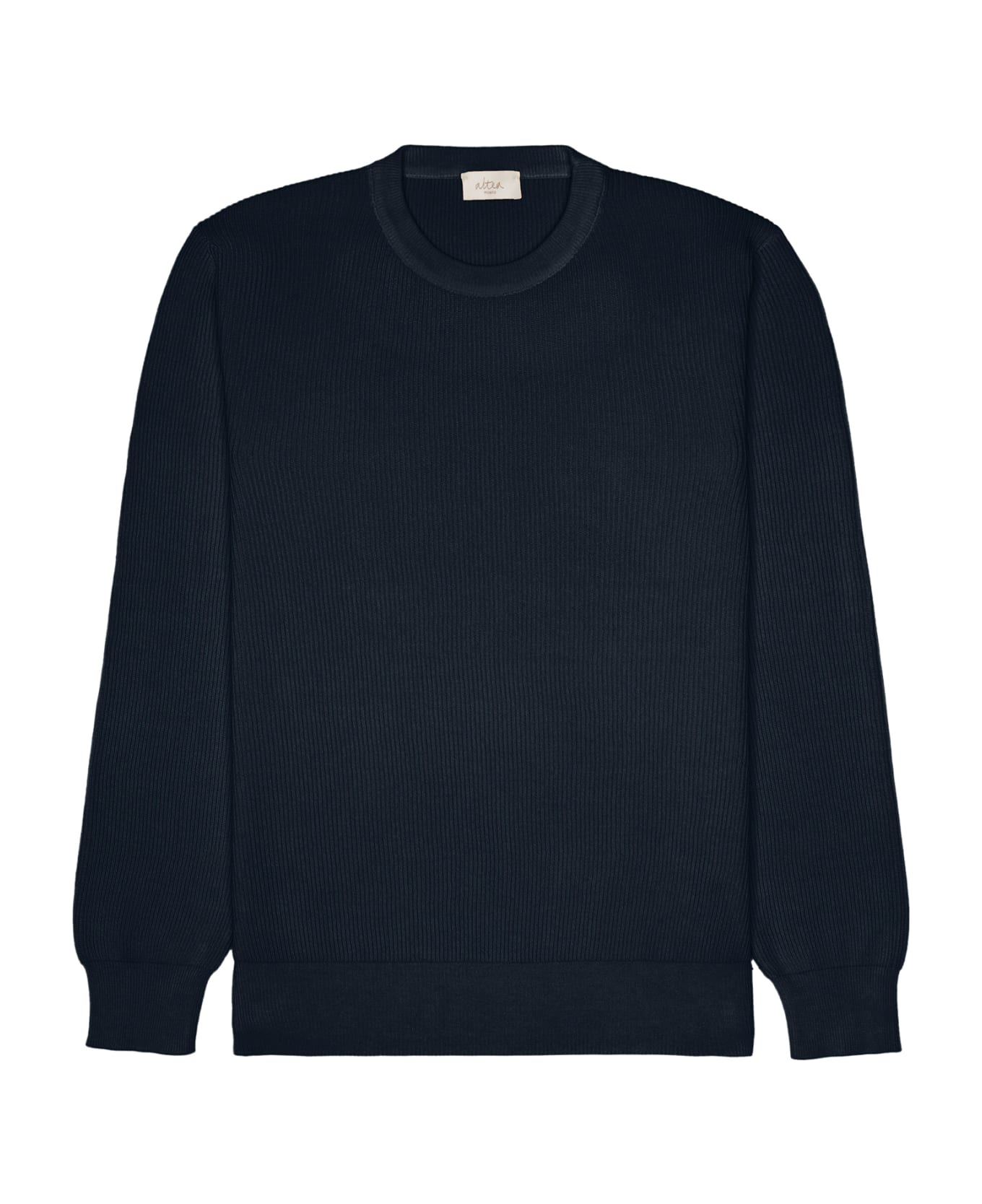 Altea Blue Ribbed Crew-neck Sweater - Blu