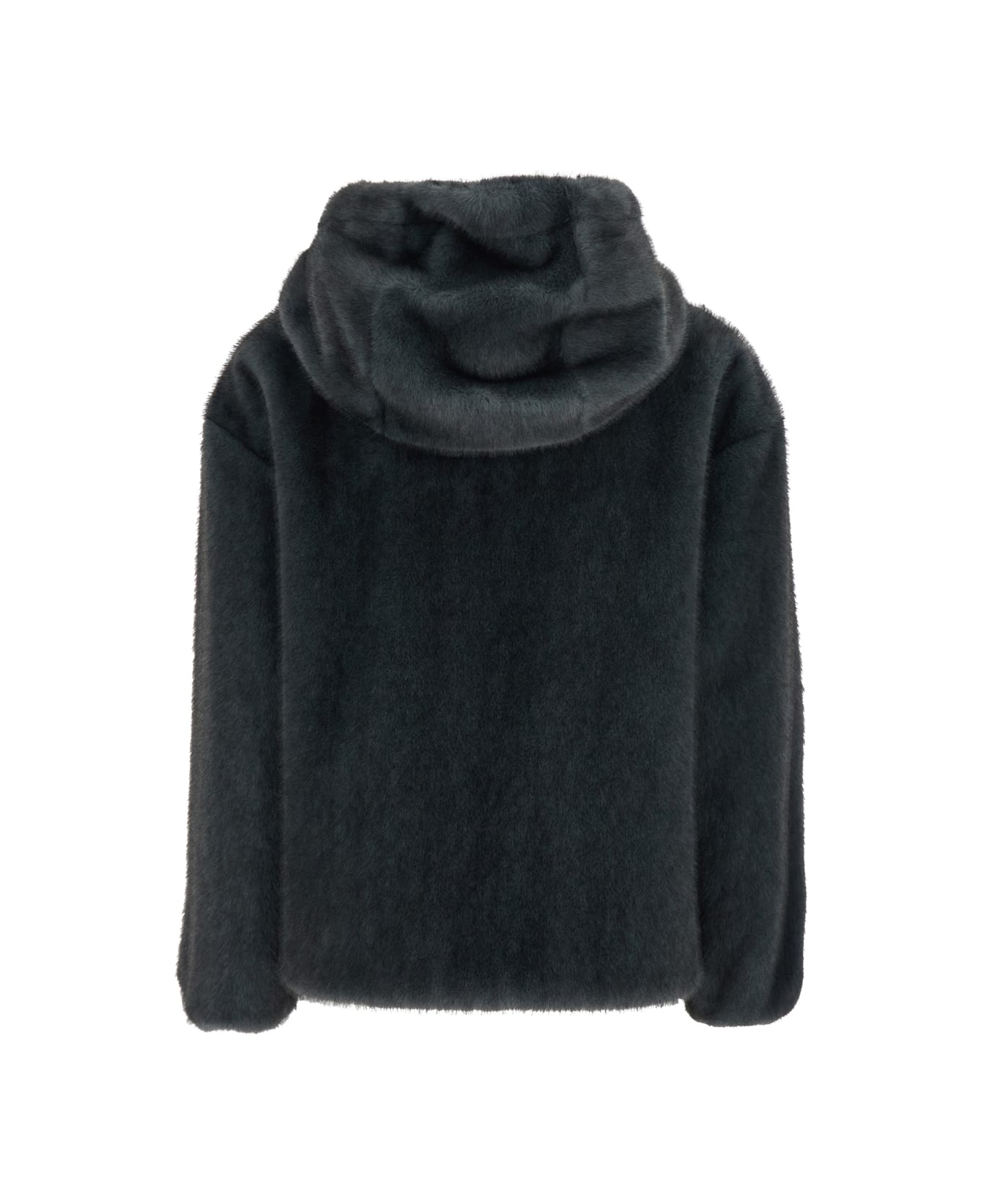 Herno Grey Jacket With Drawstring Hood And Two Front Welt Pockets In Ecofur Woman - Grey