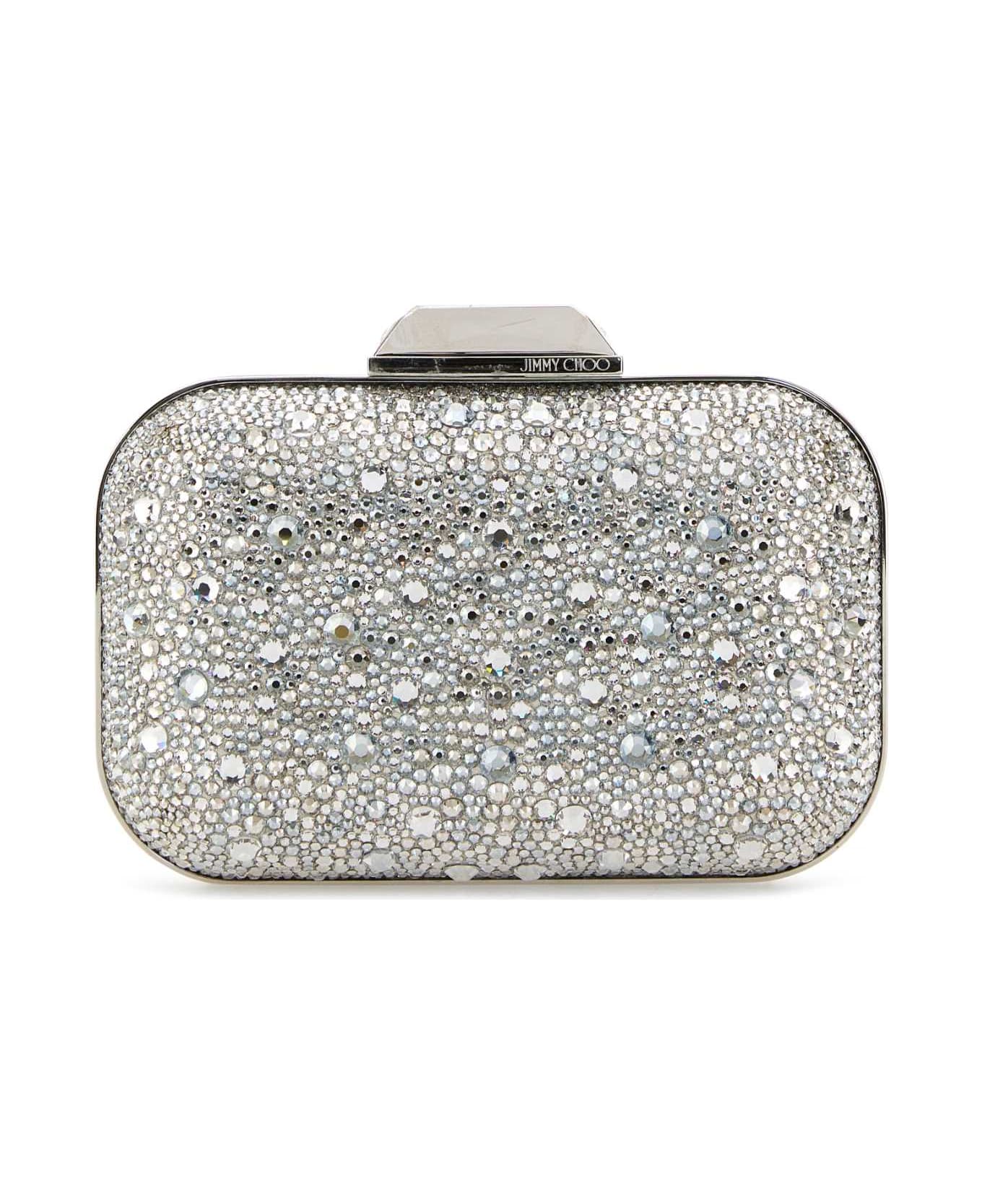 Jimmy Choo Embellished Fabric Cloud Clutch - CRYSTAL