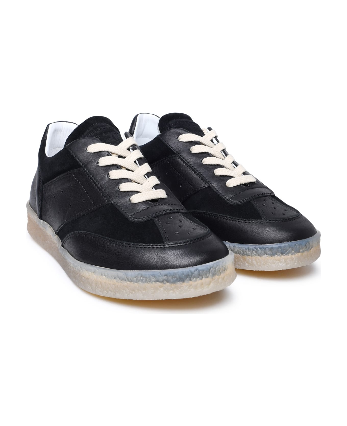 MM6 Maison Margiela Black Leather Sneakers - Black