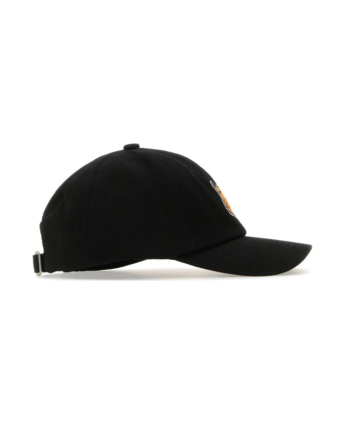 Maison Kitsuné Black Cotton Baseball Cap - Nero