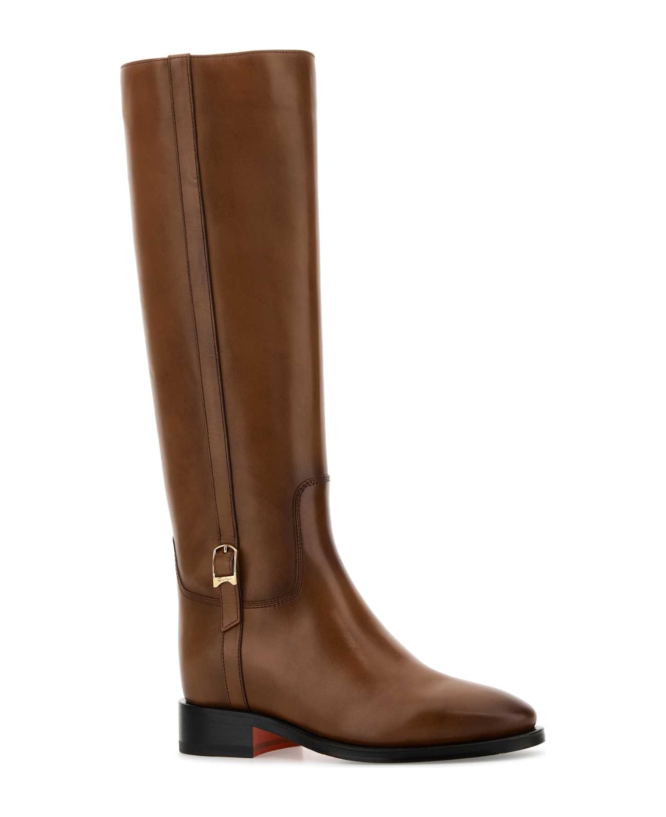 Santoni Brown Leather Mandy Boots - MARRONE