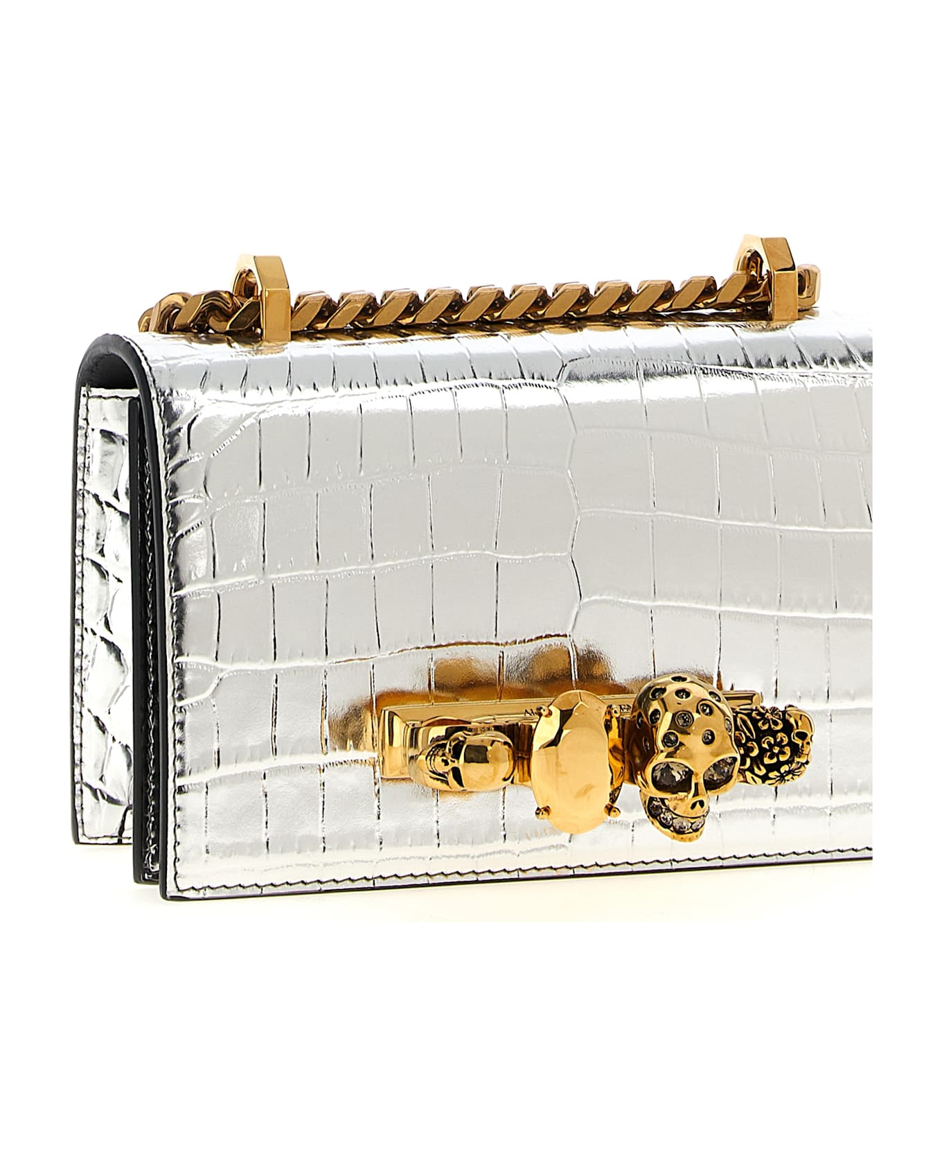 Alexander McQueen 
jewelled Satchel
 Mini Crossbody Bag - Silver