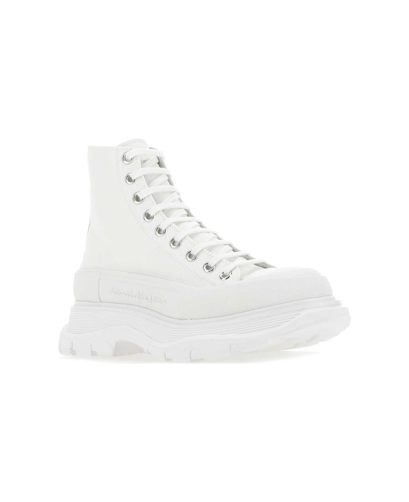 Alexander McQueen White Canvas And Rubber Tread Slick Sneakers - 9000