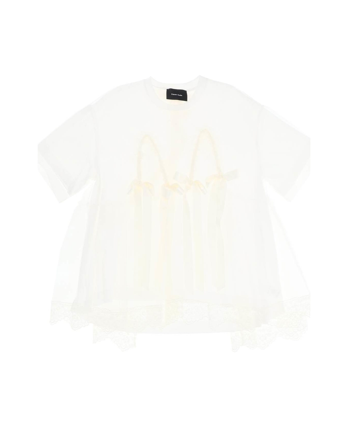 Simone Rocha Tulle Top With Lace And Bows - WHITE (White) トップス