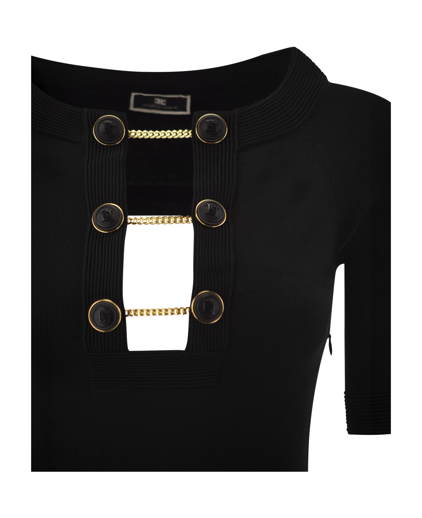 Elisabetta Franchi Black Knit Dress - Black