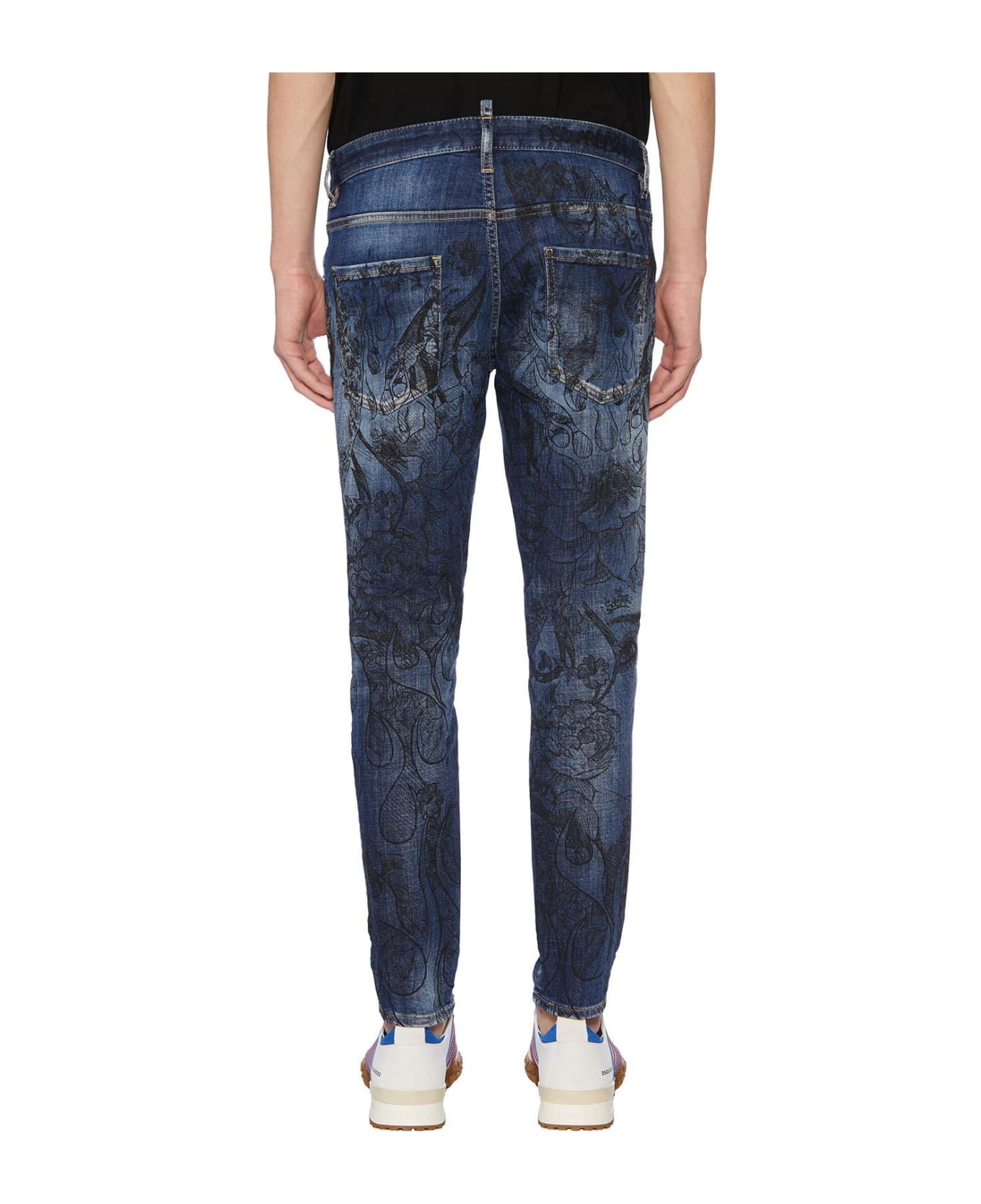 Dsquared2 Graphic Printed Bleached Skinny Jeans