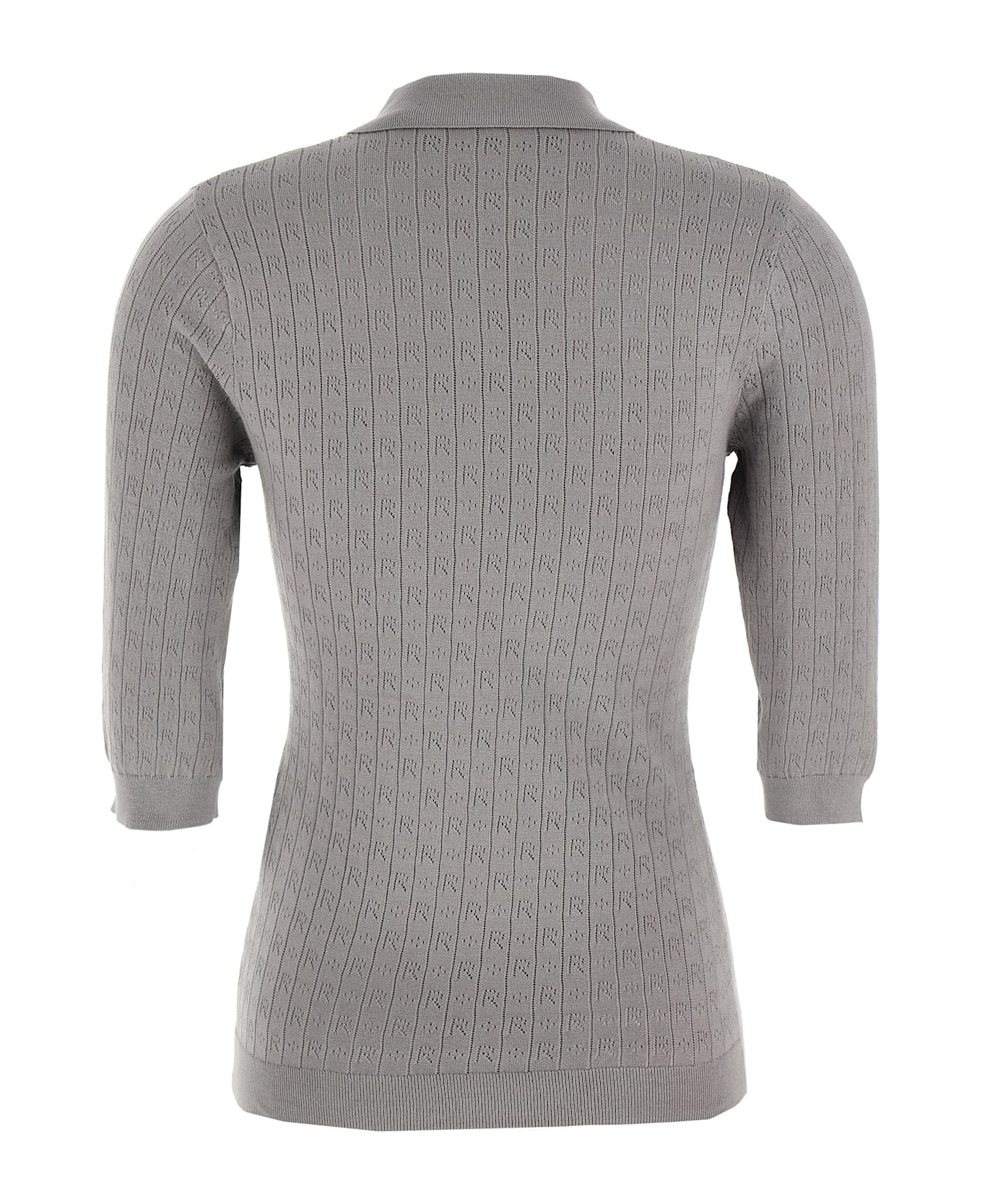 Rotate by Birger Christensen 
pointelle
 Polo Shirt - Gray