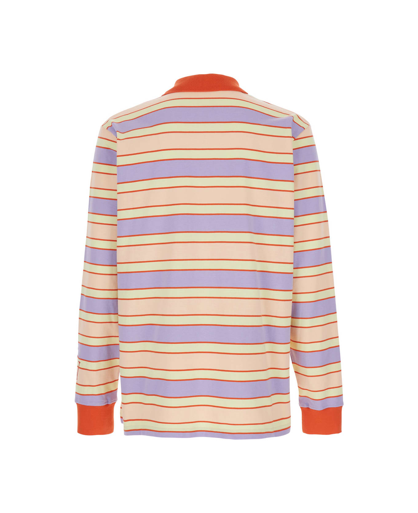 J.W. Anderson Multicolor Polo Shirt With Logo Embroidery On The Sleeve And All-over Striped Motif In Cotton Man - Multicolor