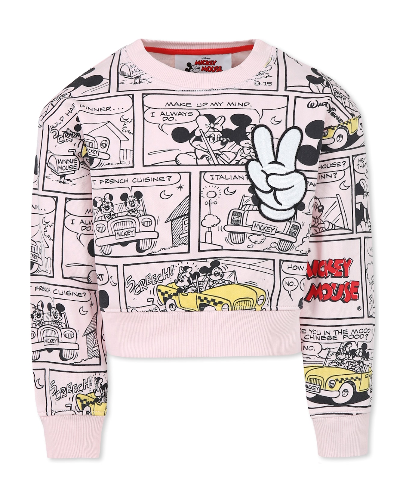 Little Marc Jacobs Pink Crop Sweatshirt For Girl With Mickey Mouse - Pink