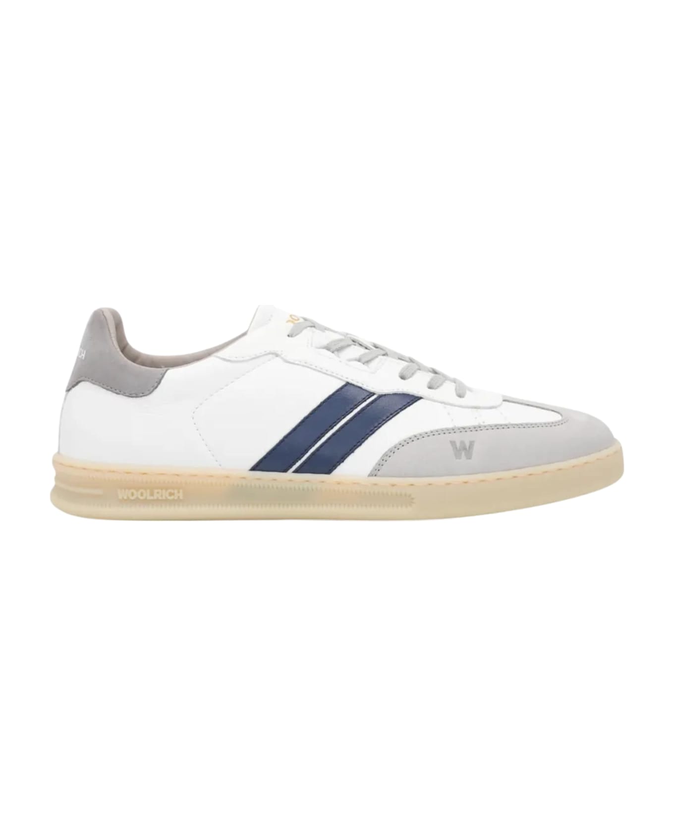 Woolrich Double U.t Sneaker In Nubuck And Silk - White