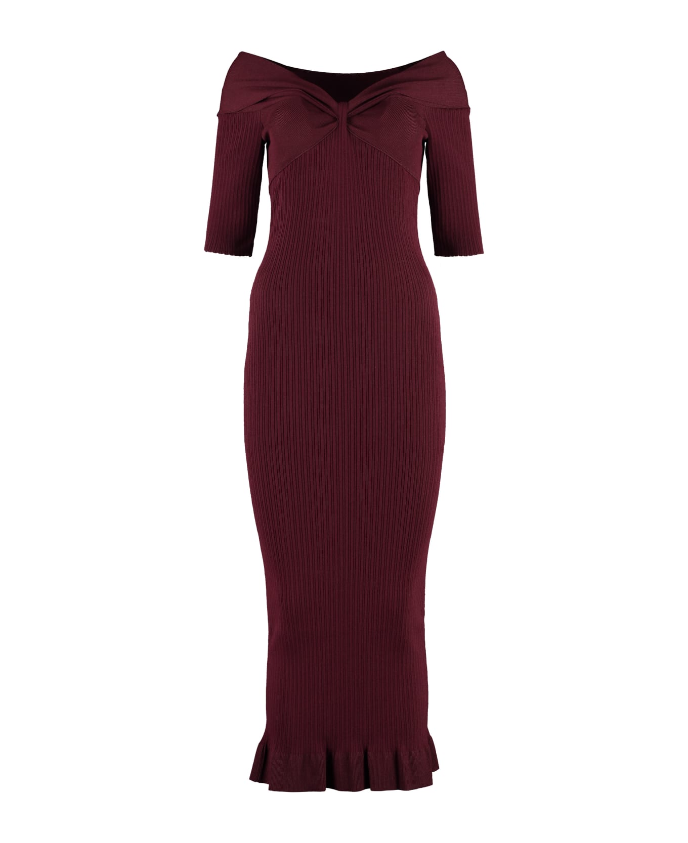 Philosophy di Lorenzo Serafini Ribbed Knit Midi Dress - Burgundy