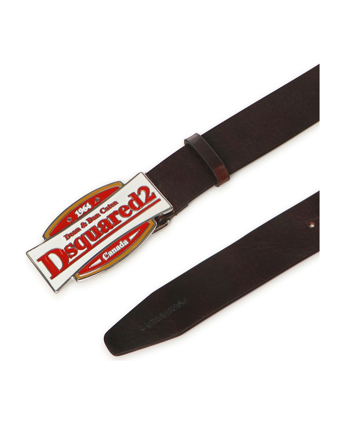 Dsquared2 Belt With Logo Plaque - Brown
